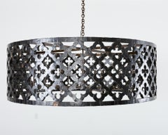 Monumental Shell Veneer Quatrefoil Drum Chandelier by Ironies