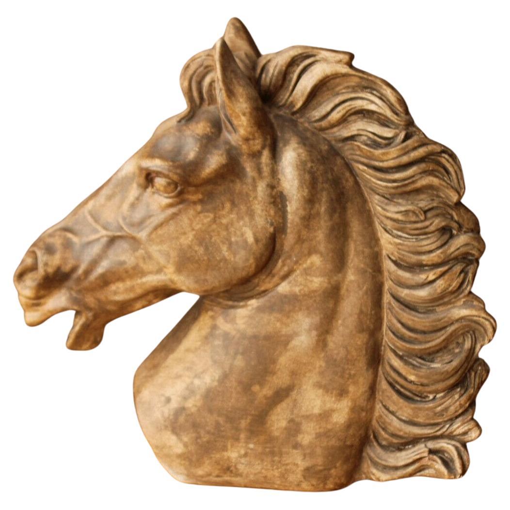 Monumentale Pferdeskulptur, Reiterdekor, 1960er Jahre, lebensechte expressionistische Kunst 