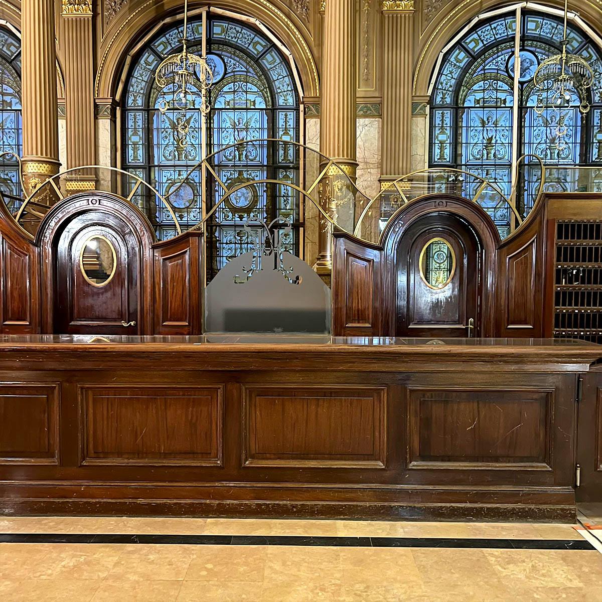 Monumental hotel reception desk set — 11.5m Front Counter, 16.9m Rear For Sale 6