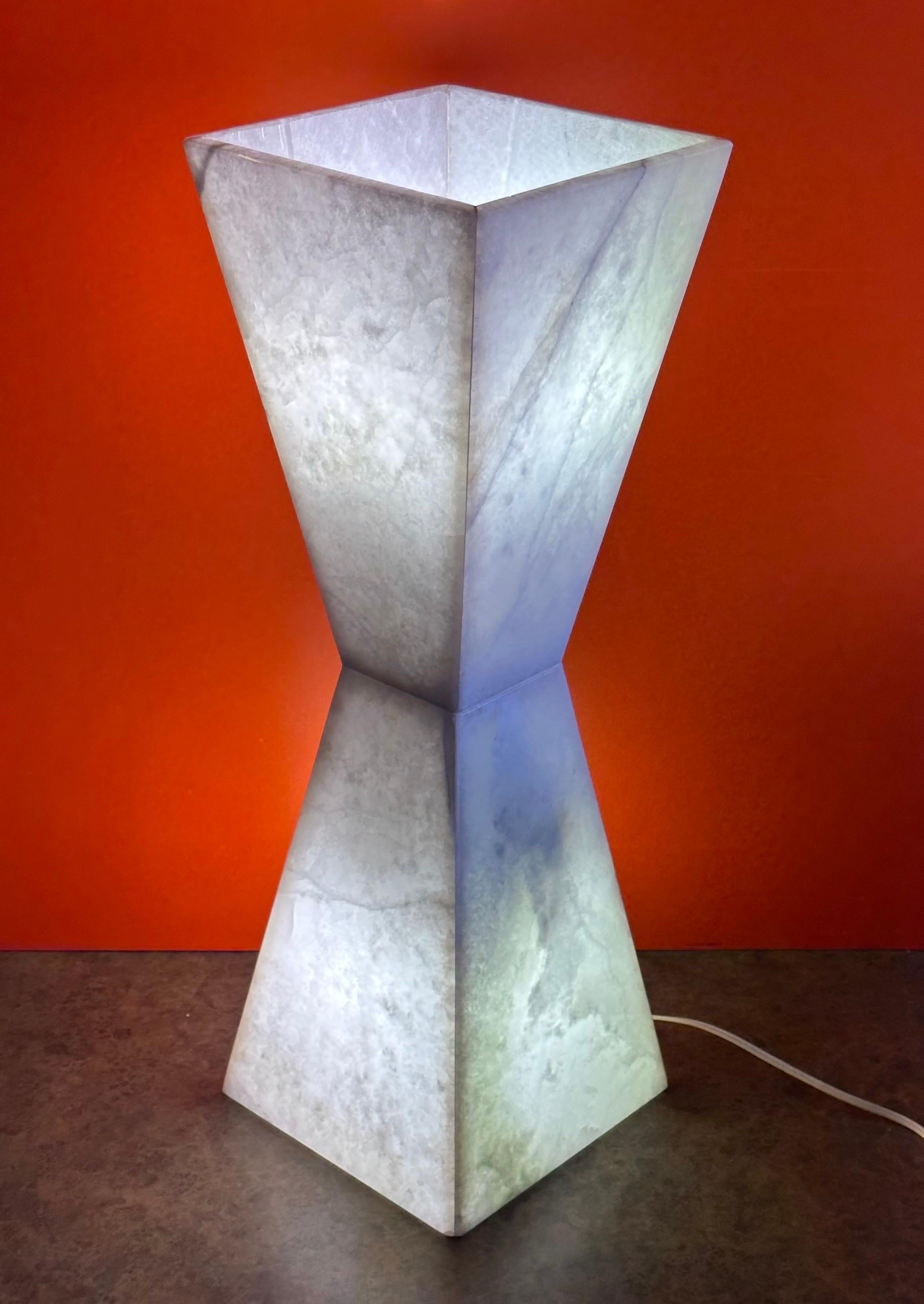 20th Century Monumental Hour Glass Shaped Post-Modern Quartz Table Lamp For Sale