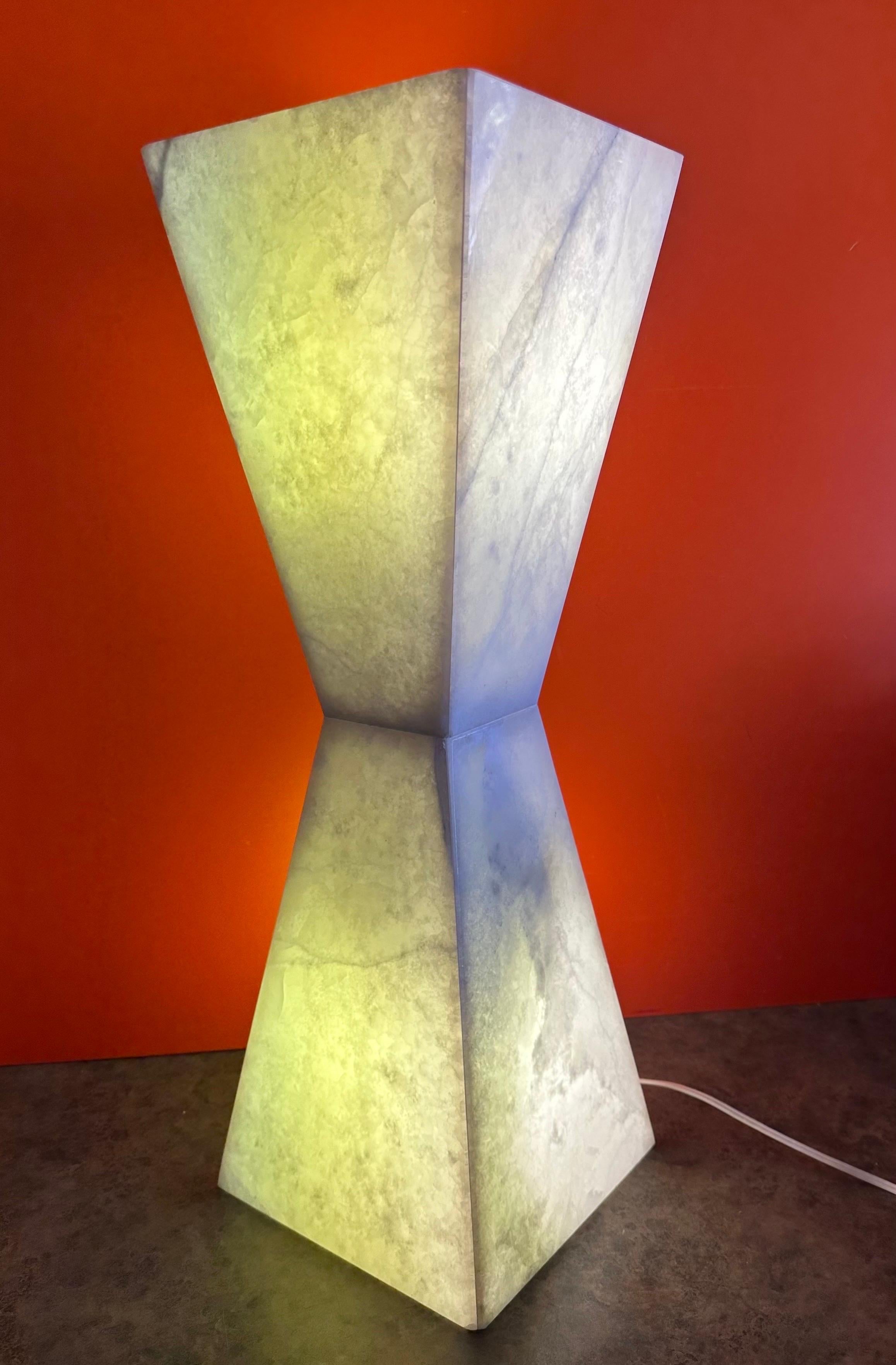 Marble Monumental Hour Glass Shaped Post-Modern Quartz Table Lamp For Sale