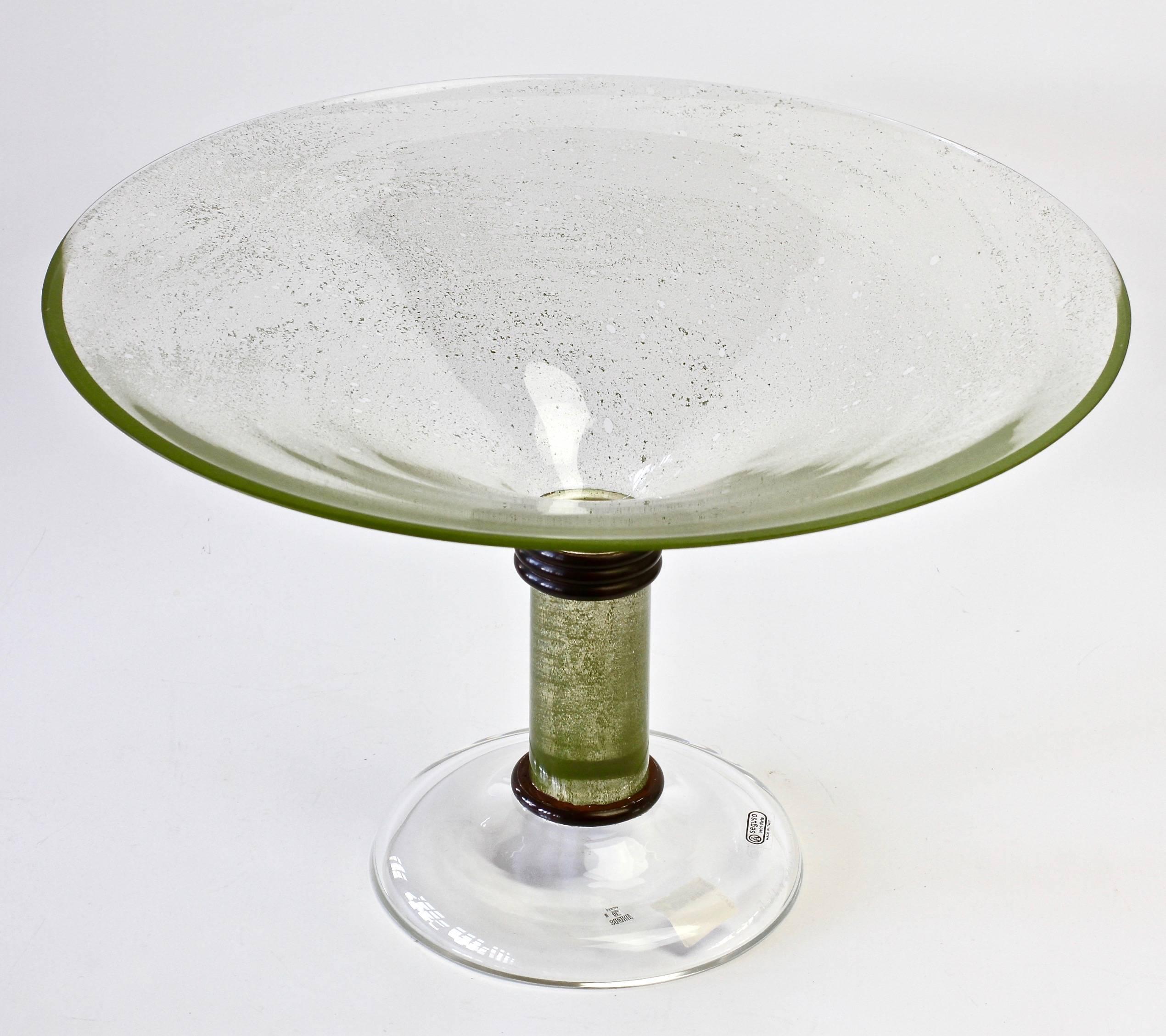 Blown Glass Monumental Huge Signed Seguso Vetri Darte Murano Glass Serving Bowl or Dish For Sale