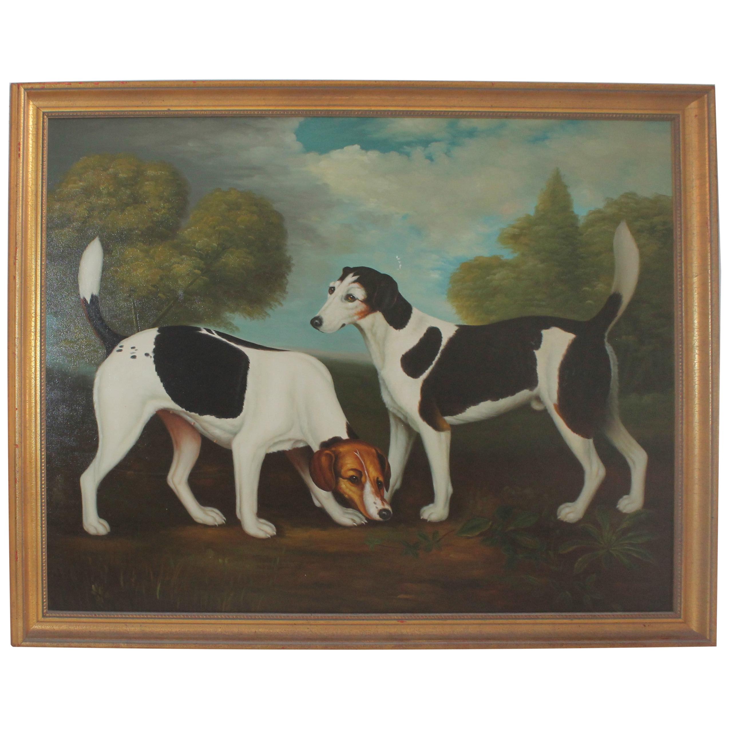 Monumental Hunting Dog Oil Painting / Unsigned