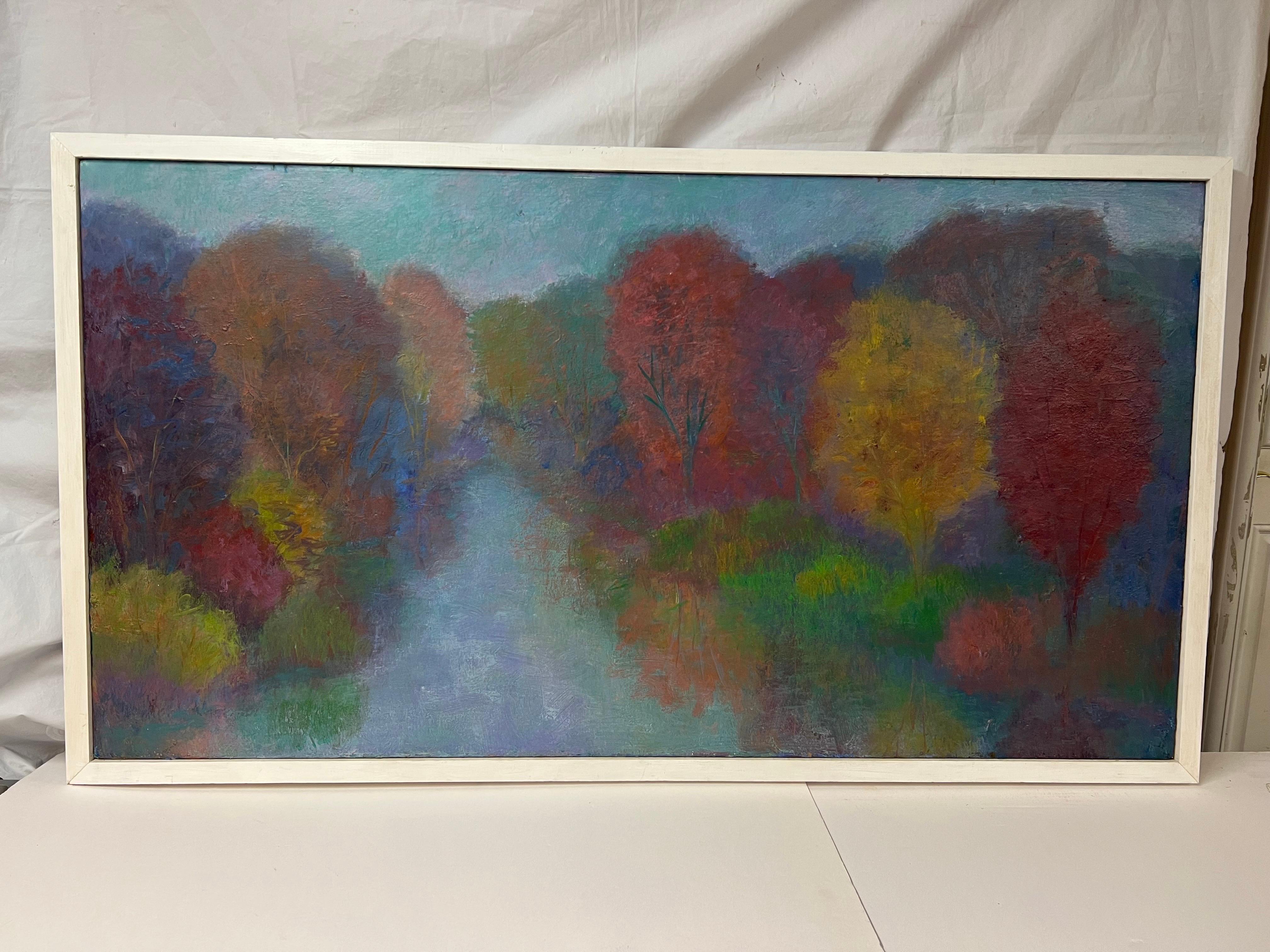 Monumental Impasto Plein Air Painting of Trees In Good Condition For Sale In Redding, CT