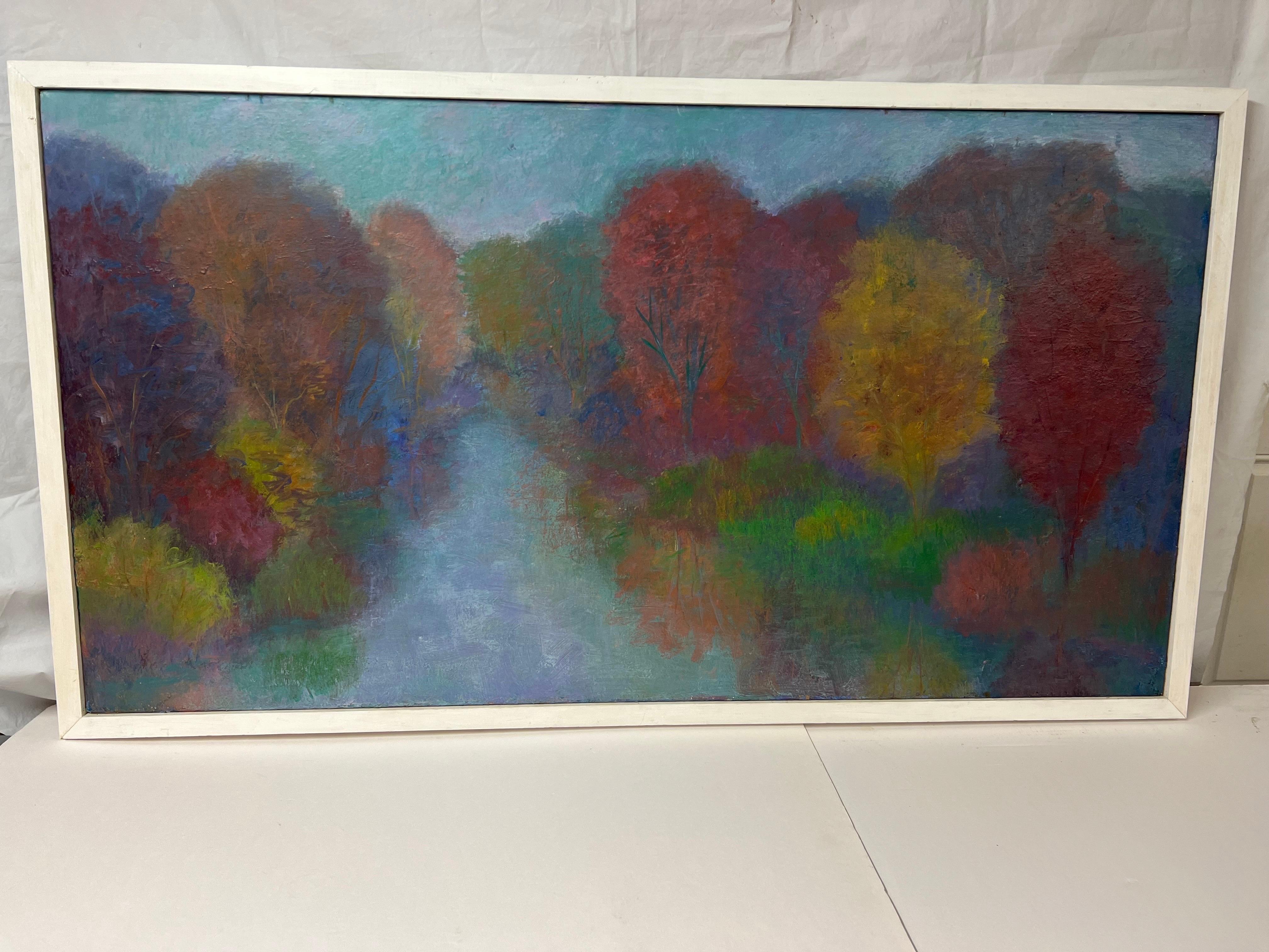 20th Century Monumental Impasto Plein Air Painting of Trees For Sale