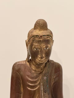 Monumental Impressive Carved Wood Buddha Statue