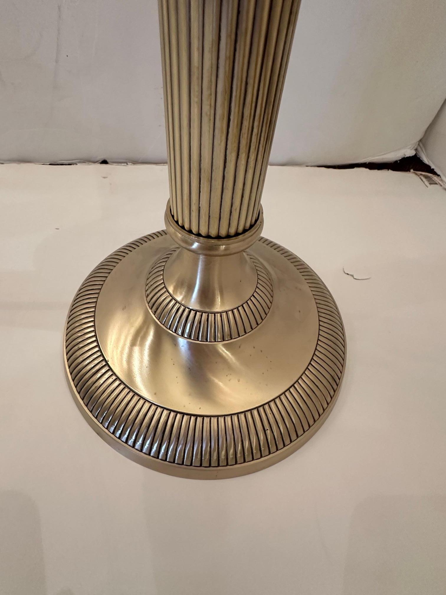 Contemporary Monumental Impressive Pair of Nickel Candleabras For Sale