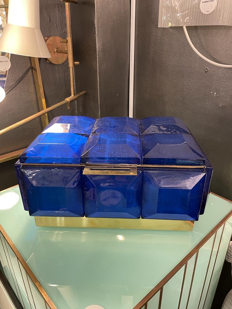 Modern Monumental in Blue Murano Glass Box