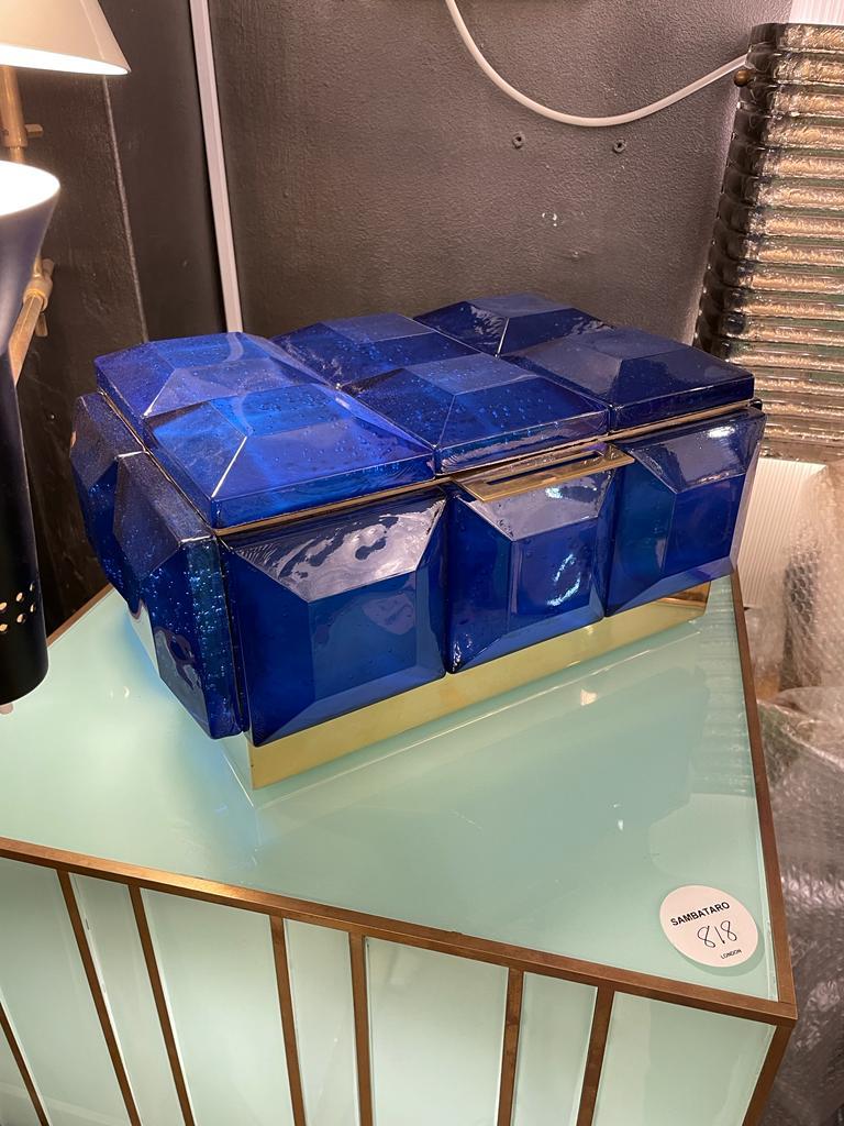 Italian Monumental in Blue Murano Glass Box
