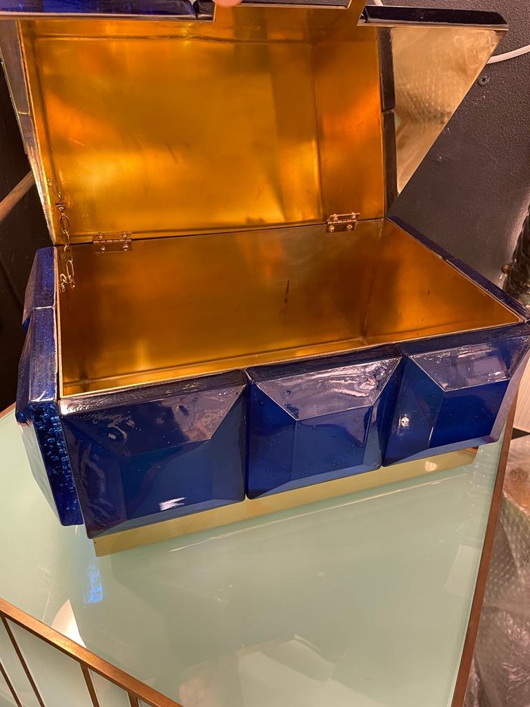 Monumental in Blue Murano Glass Box In Excellent Condition In London, GB