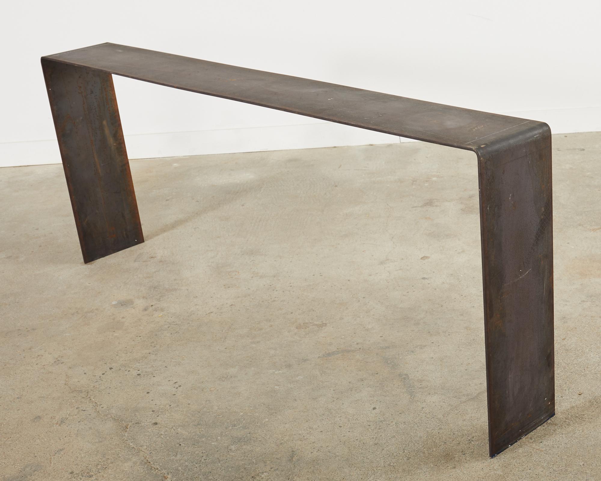 Monumental Industrial Age Style Patinated Iron Waterfall Console  For Sale 5