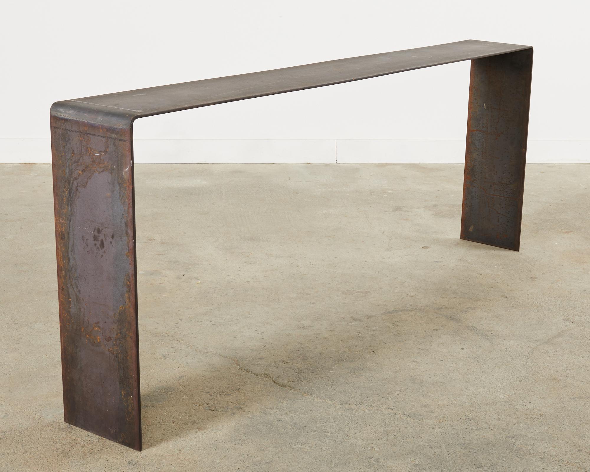 Monumental Industrial Age Style Patinated Iron Waterfall Console  For Sale 9