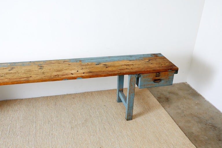 Monumental Industrial American Pine Carpenter's Workbench 