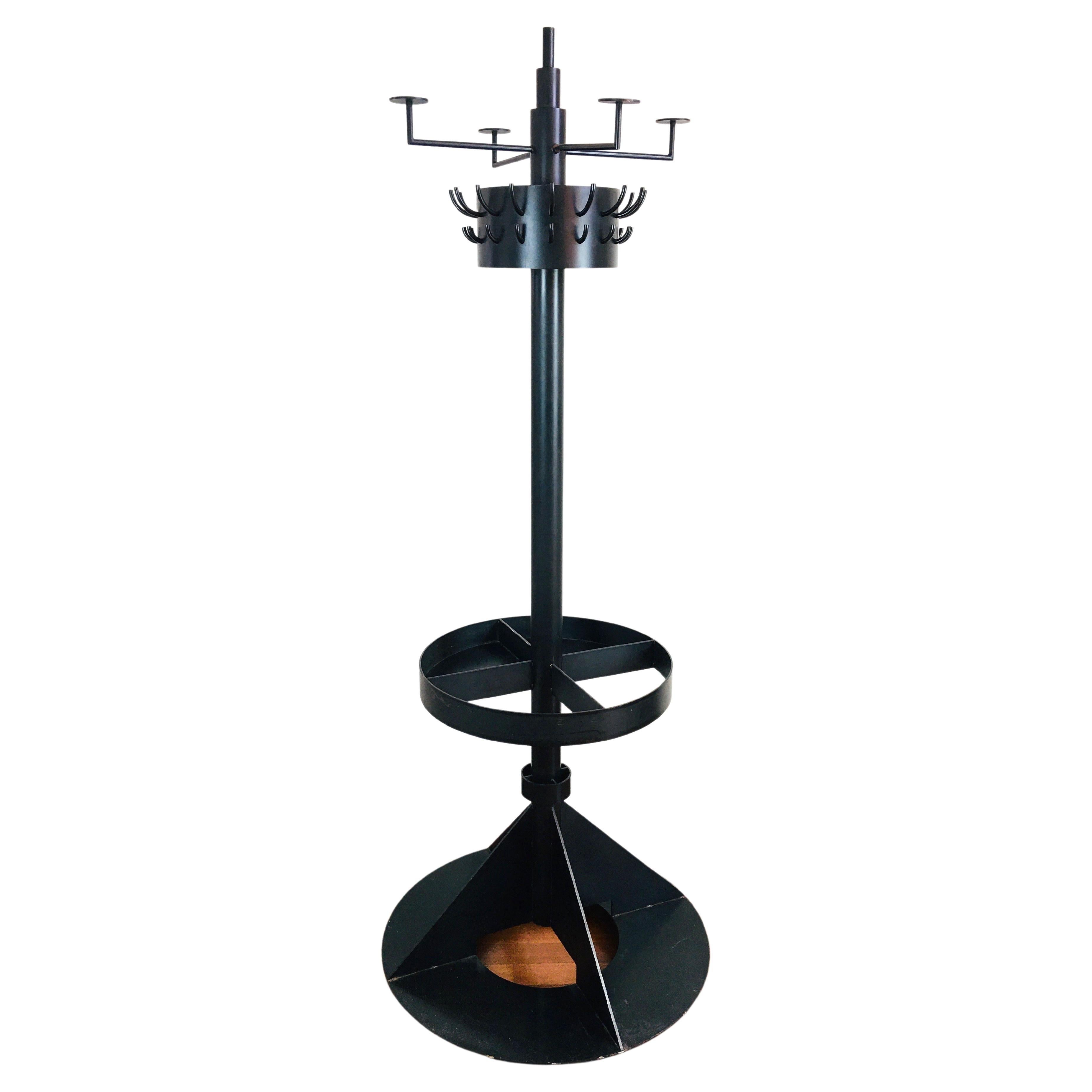 Midcentury Gold Metal Coat Rack Industrial Style For Sale at 1stDibs