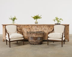 Monumental Industrial Style Teak Work Bench Cabinet or Sideboard