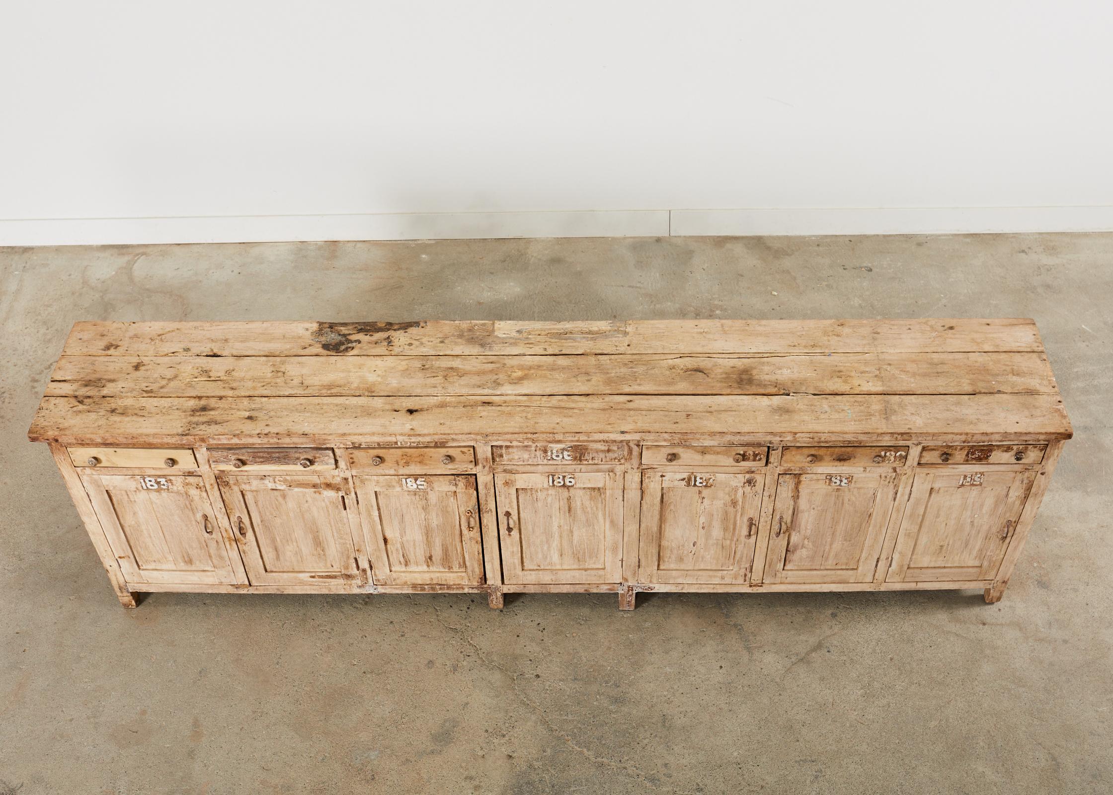 20th Century Monumental Industrial Style Teak Work Bench Cabinet or Sideboard