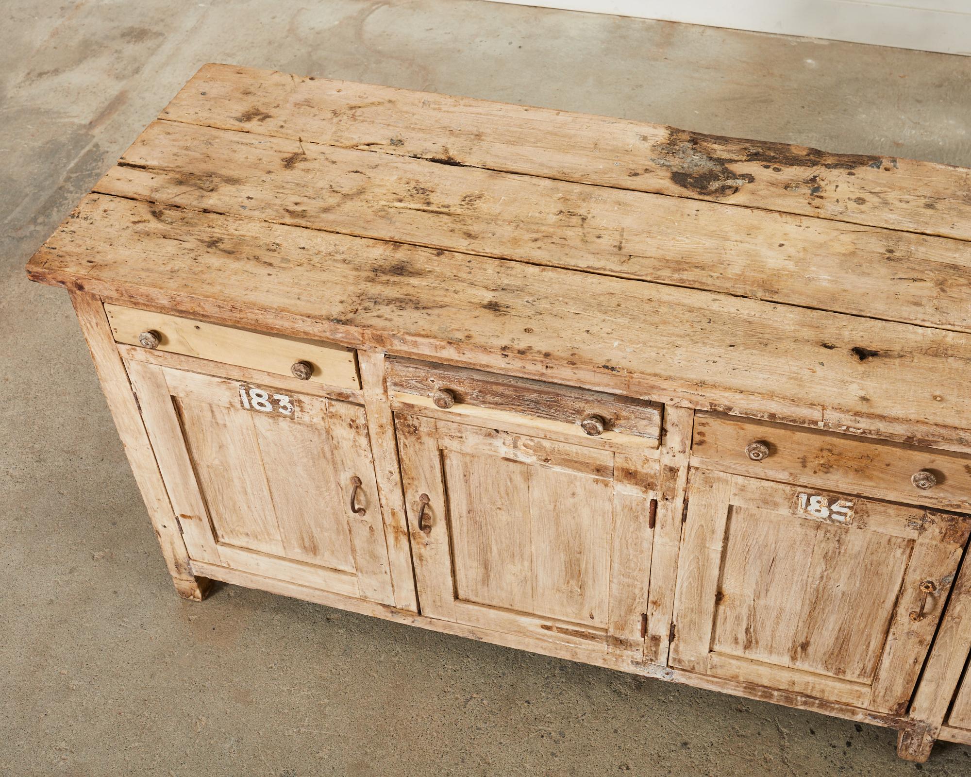 Monumental Industrial Style Teak Work Bench Cabinet or Sideboard  For Sale 2