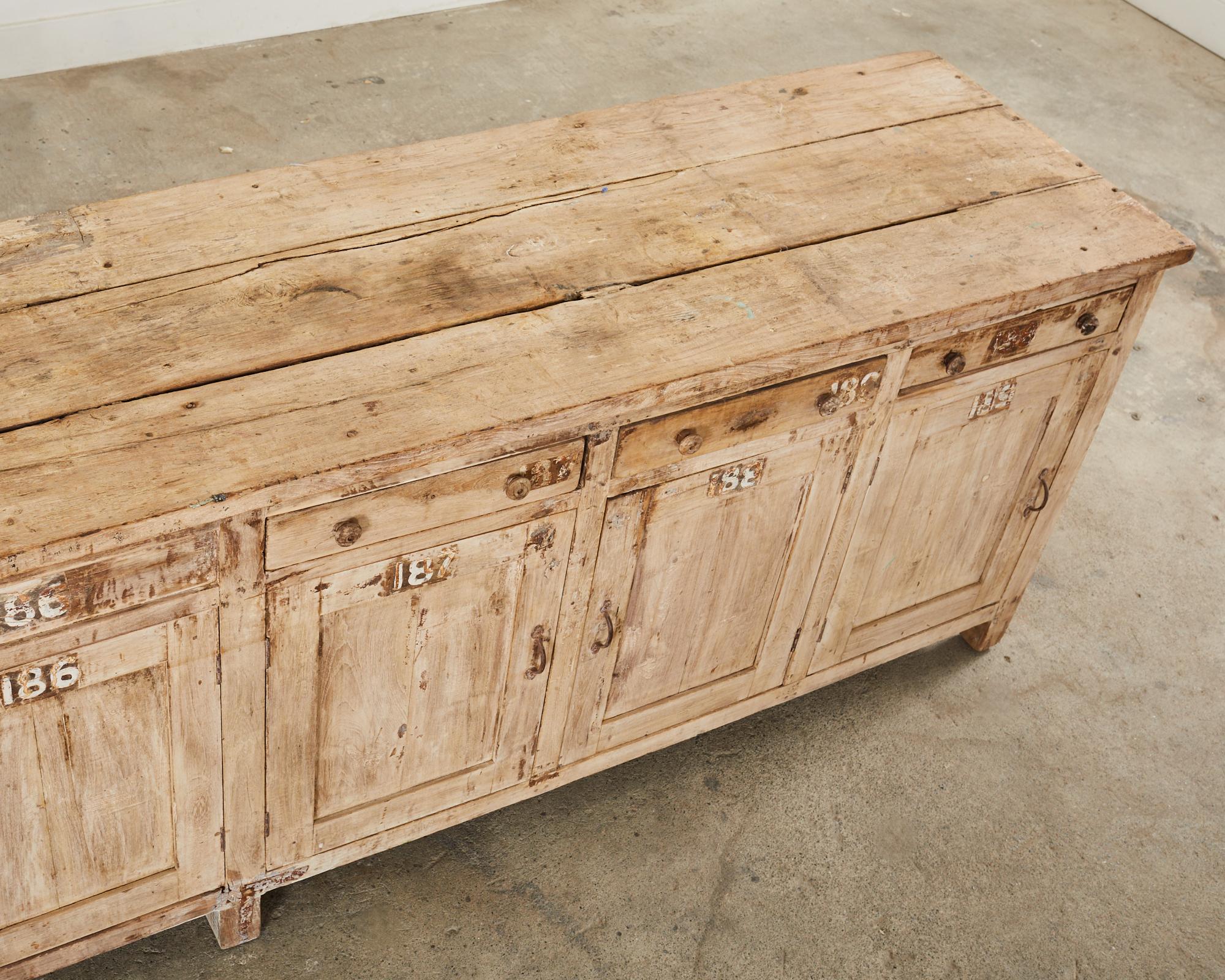 Monumental Industrial Style Teak Work Bench Cabinet or Sideboard  For Sale 3