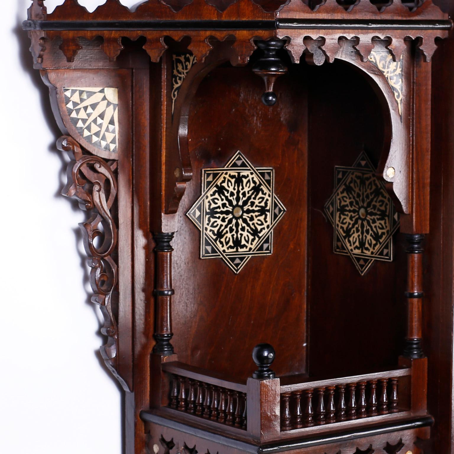 Moroccan Monumental Inlaid Wall Cabinet For Sale