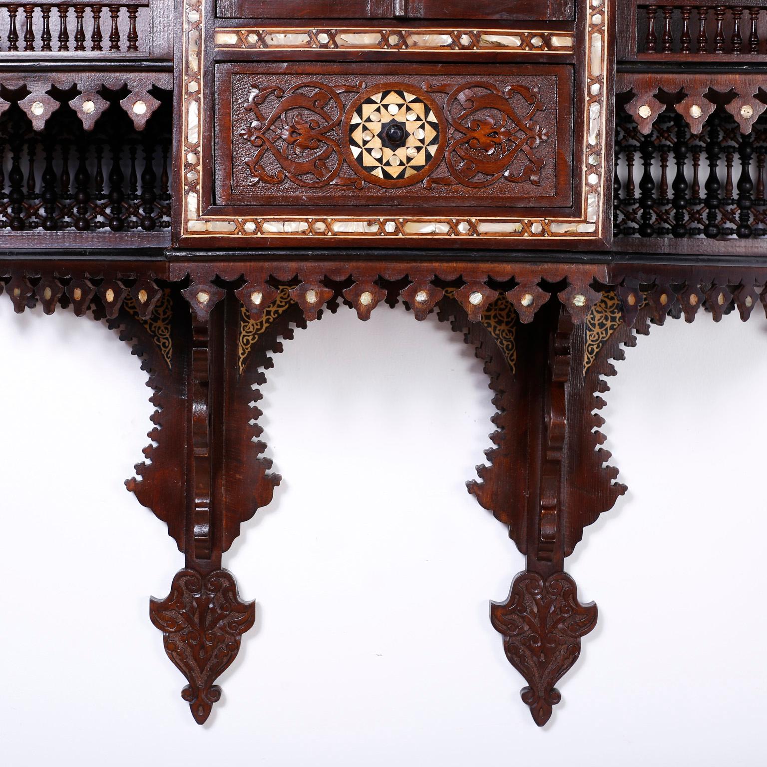 Monumental Inlaid Wall Cabinet In Good Condition For Sale In Palm Beach, FL