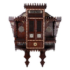 Antique Monumental Inlaid Wall Cabinet