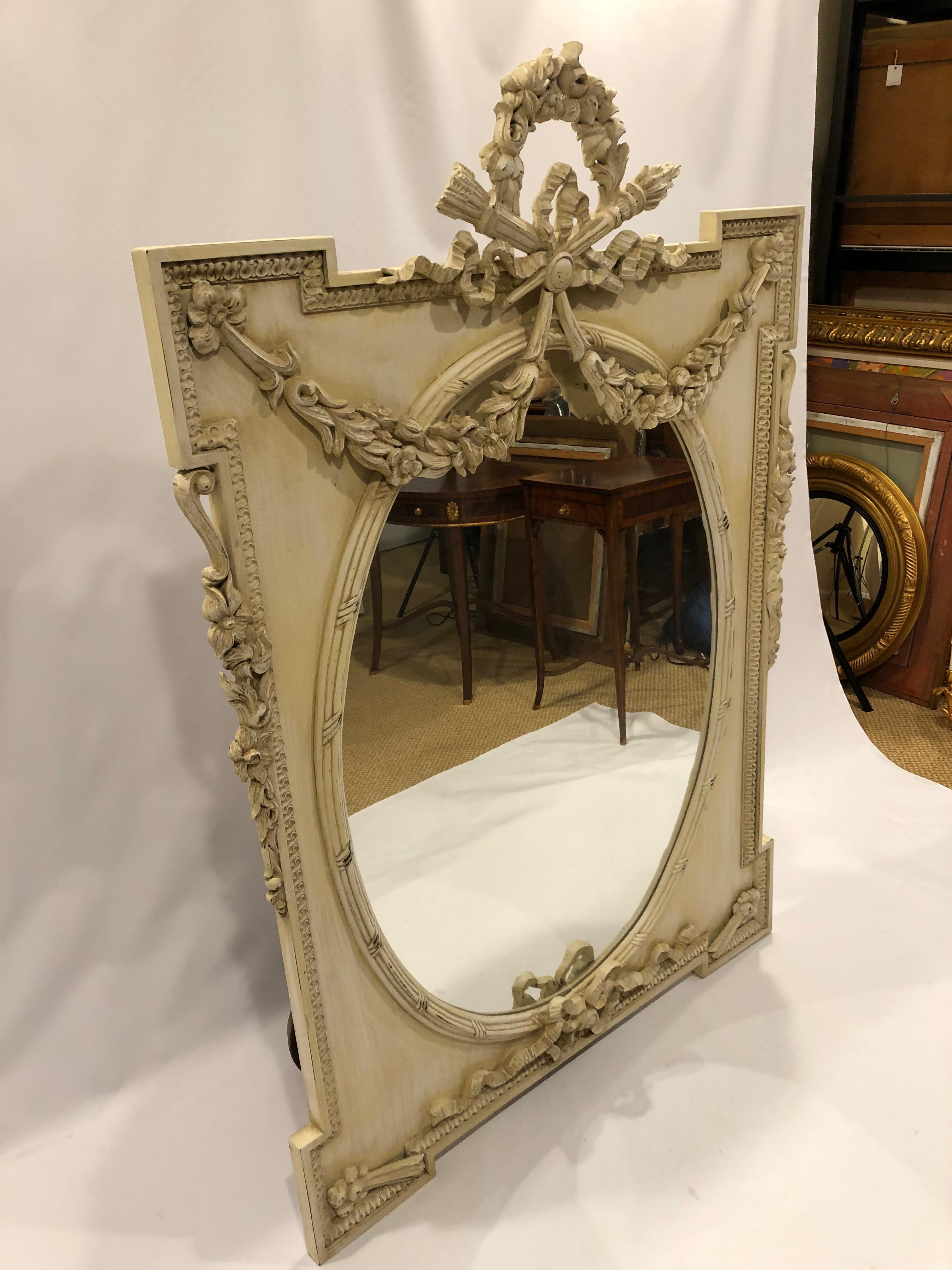 cream carved frame mirror