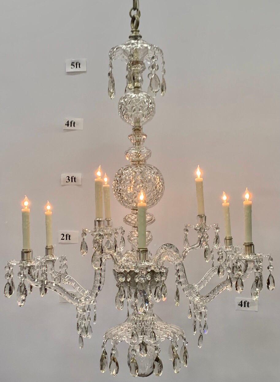 Monumental Irish Crystal Georgian Nine Light Chandelier, 19th Century  For Sale 6