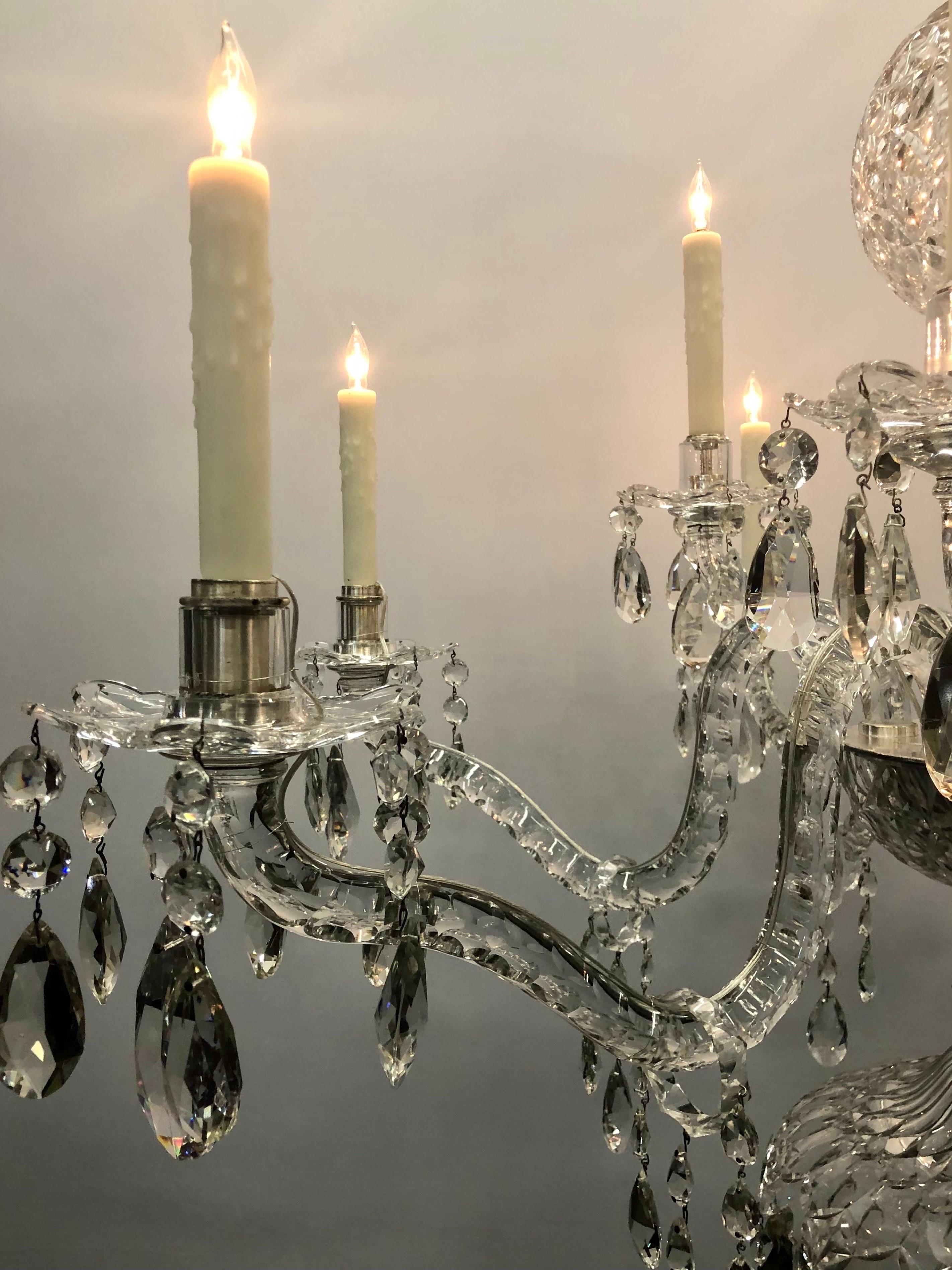 Monumental Irish Crystal Georgian Nine Light Chandelier, 19th Century  For Sale 11