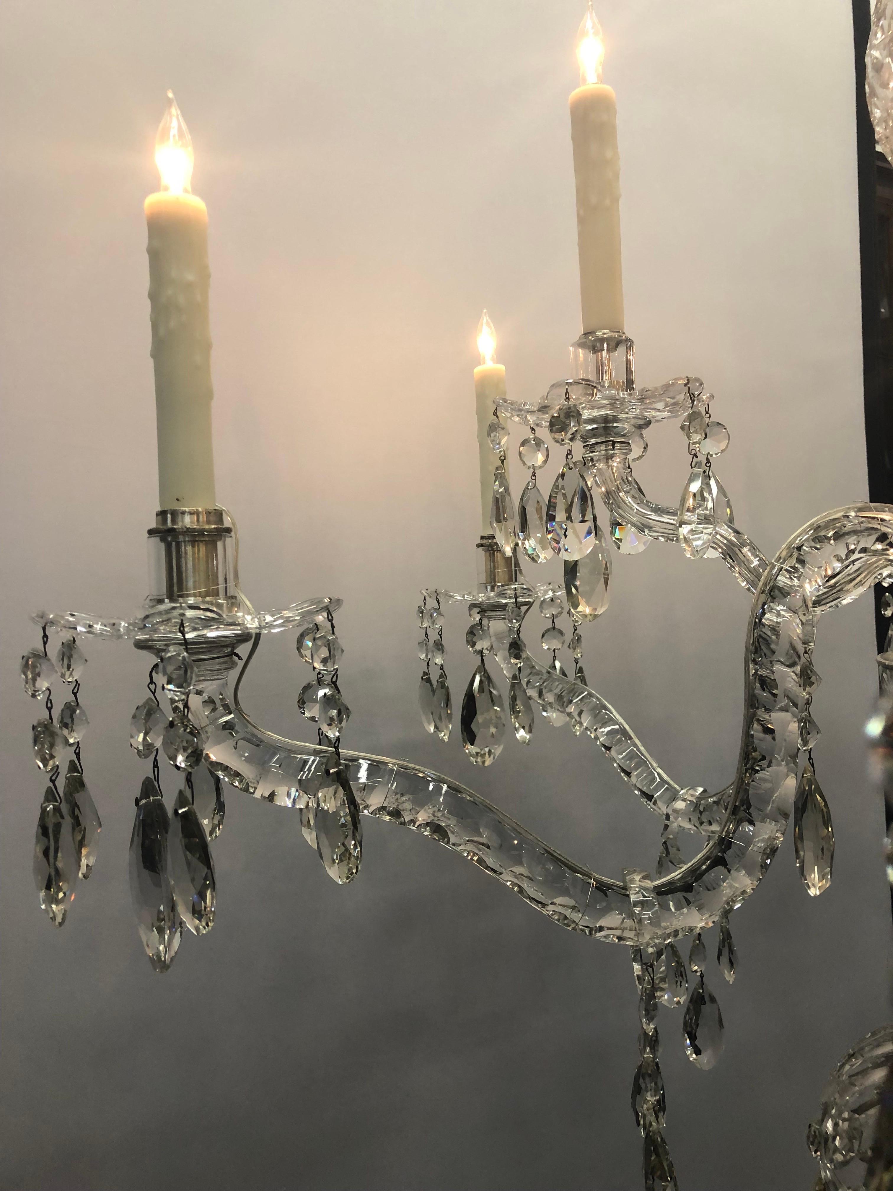 Monumental lustre géorgien à neuf lumières en cristal irlandais, XIXe siècle en vente 11