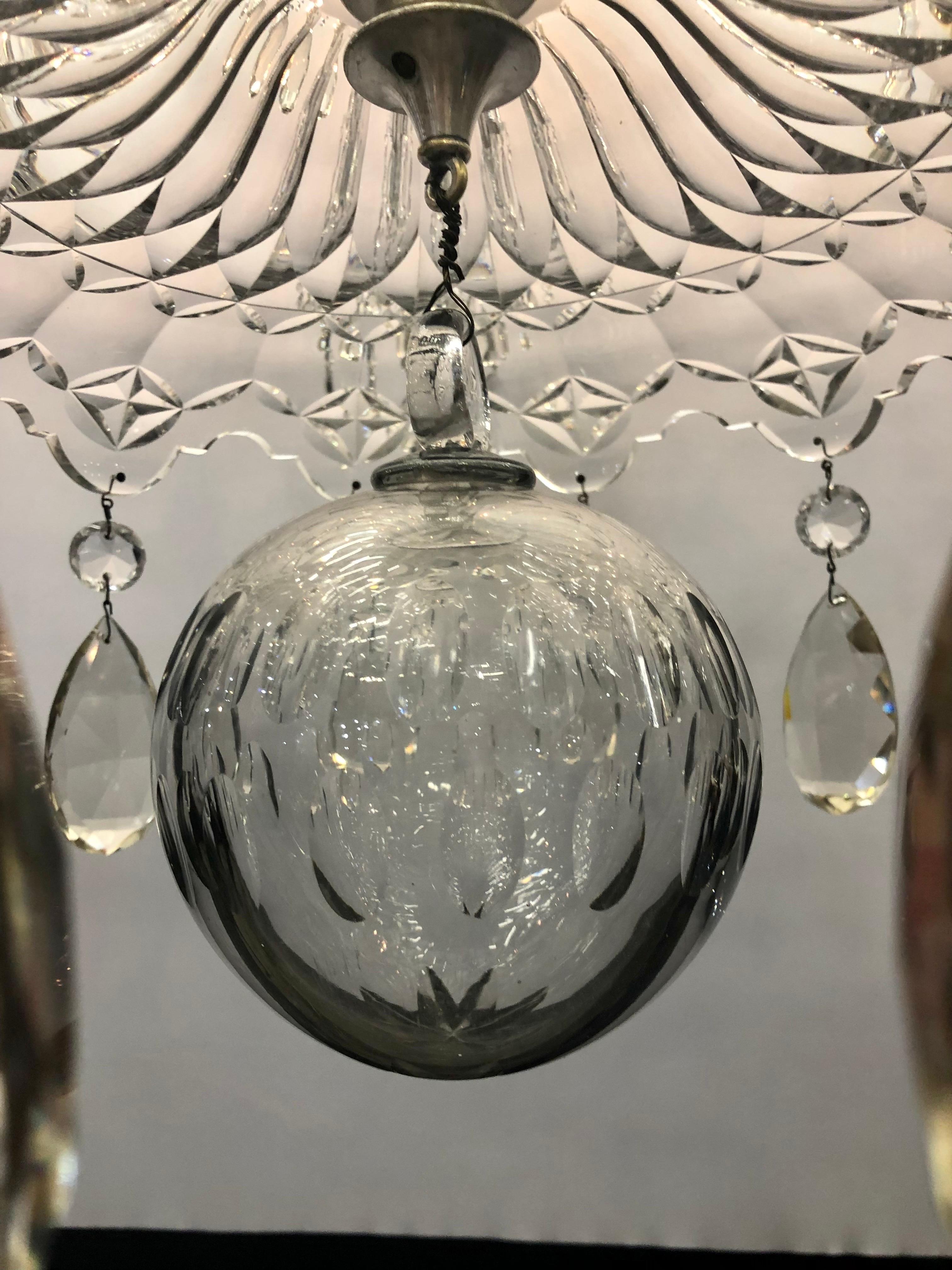 Monumental lustre géorgien à neuf lumières en cristal irlandais, XIXe siècle en vente 12