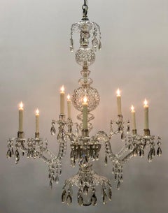 Monumental Irish Crystal Georgian Nine Light Chandelier, 19th Century