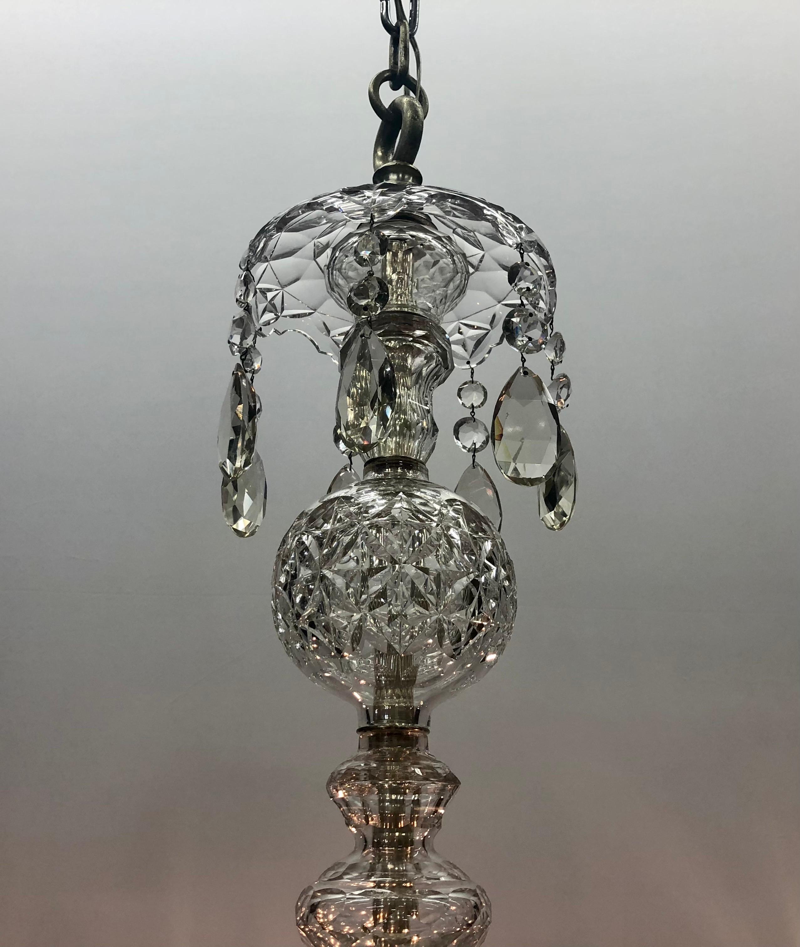 Silver Plate Monumental Irish Crystal Georgian Nine Light Chandelier, 19th Century  For Sale