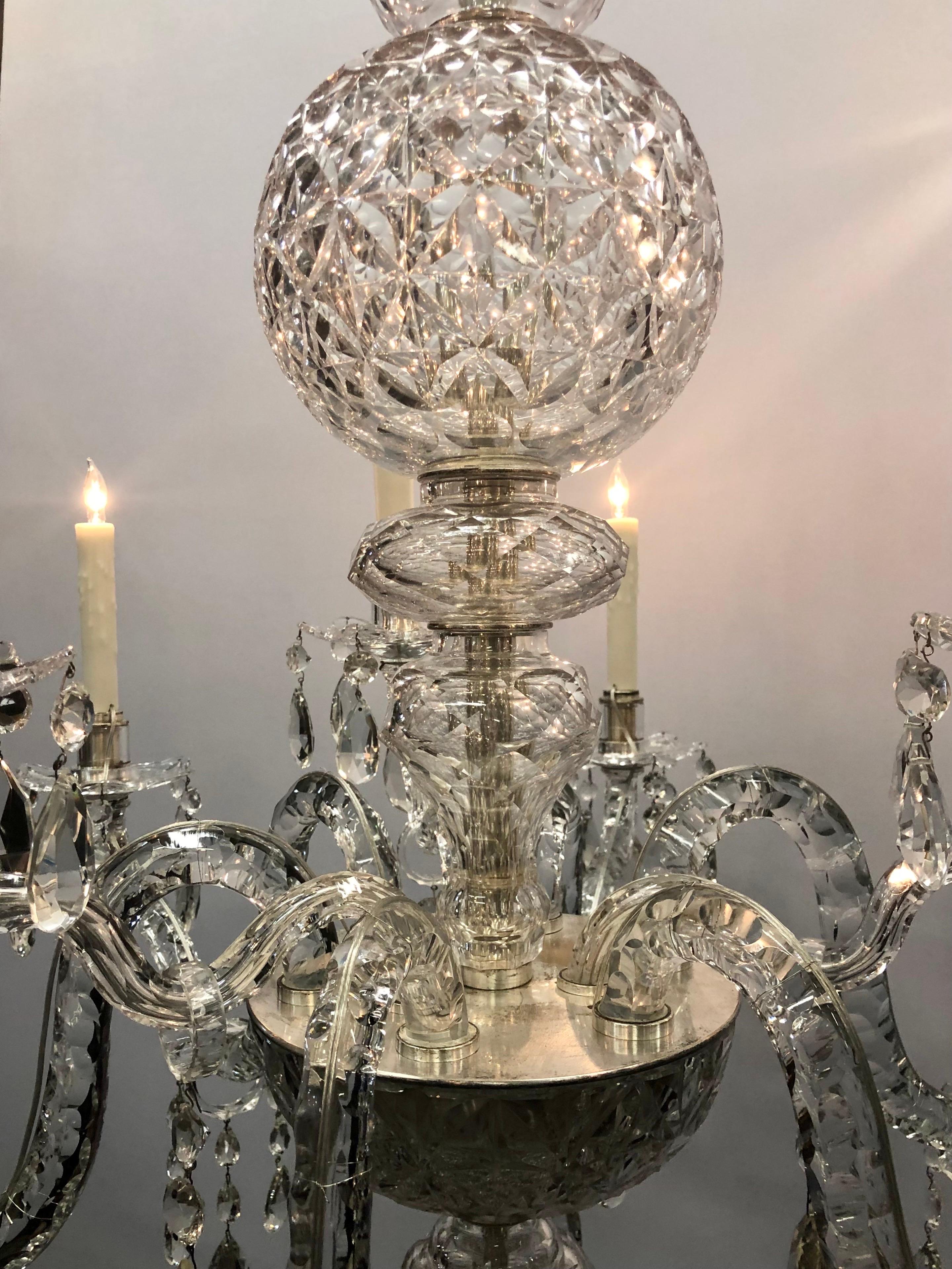 Monumental Irish Crystal Georgian Nine Light Chandelier, 19th Century  For Sale 3