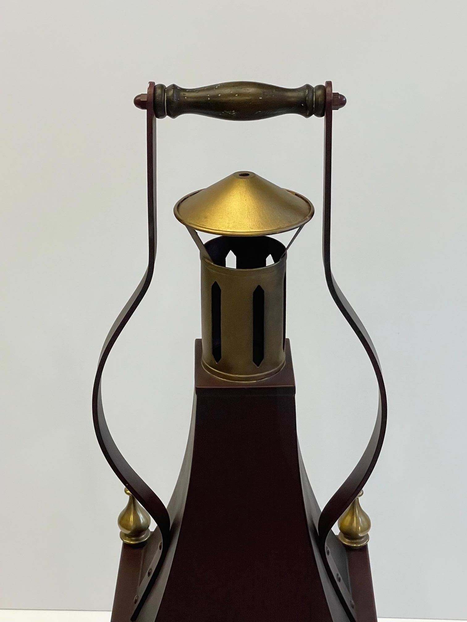 Monumental Iron Brass & Glass Table Lantern by Chapman For Sale 2