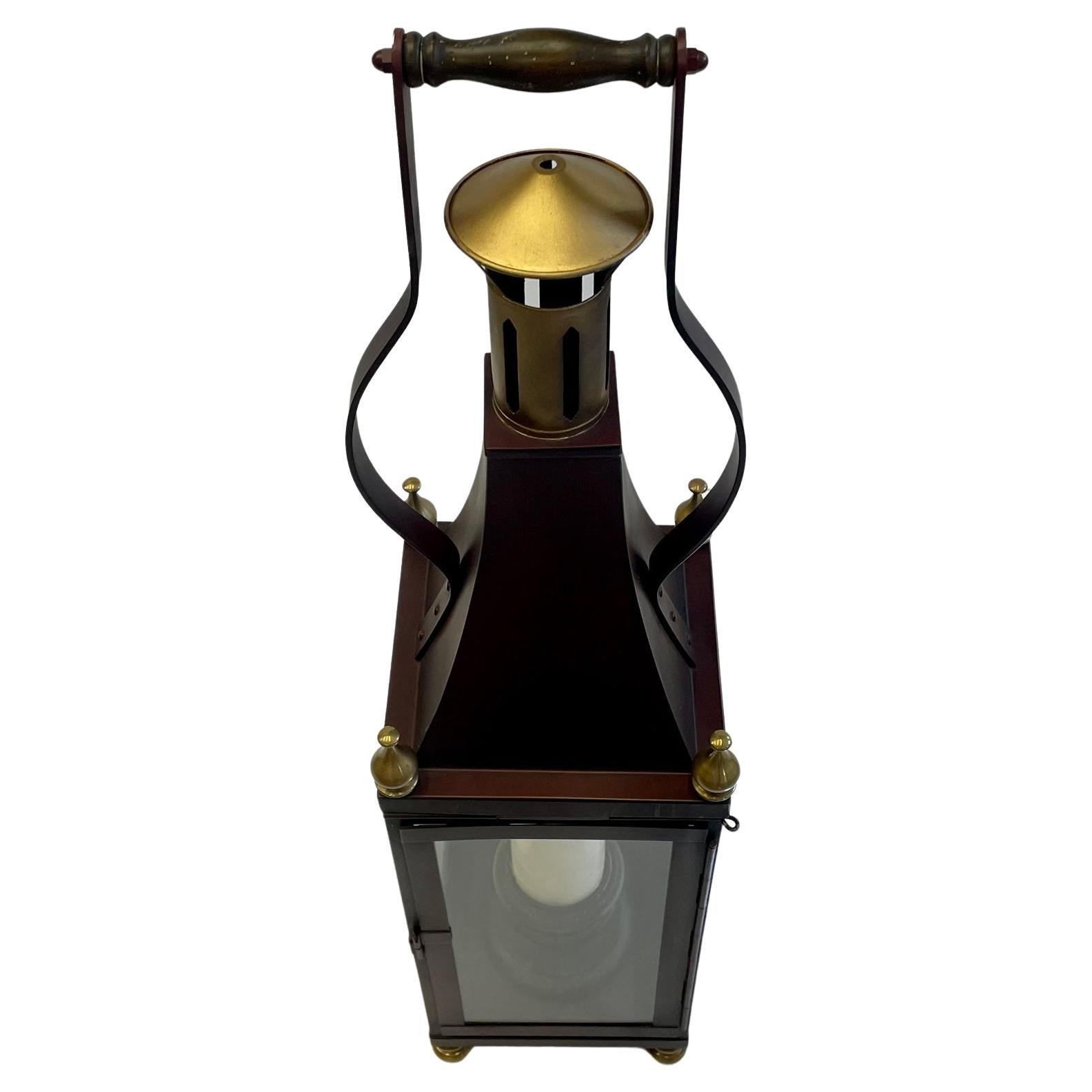 Monumental Iron Brass & Glass Table Lantern by Chapman For Sale