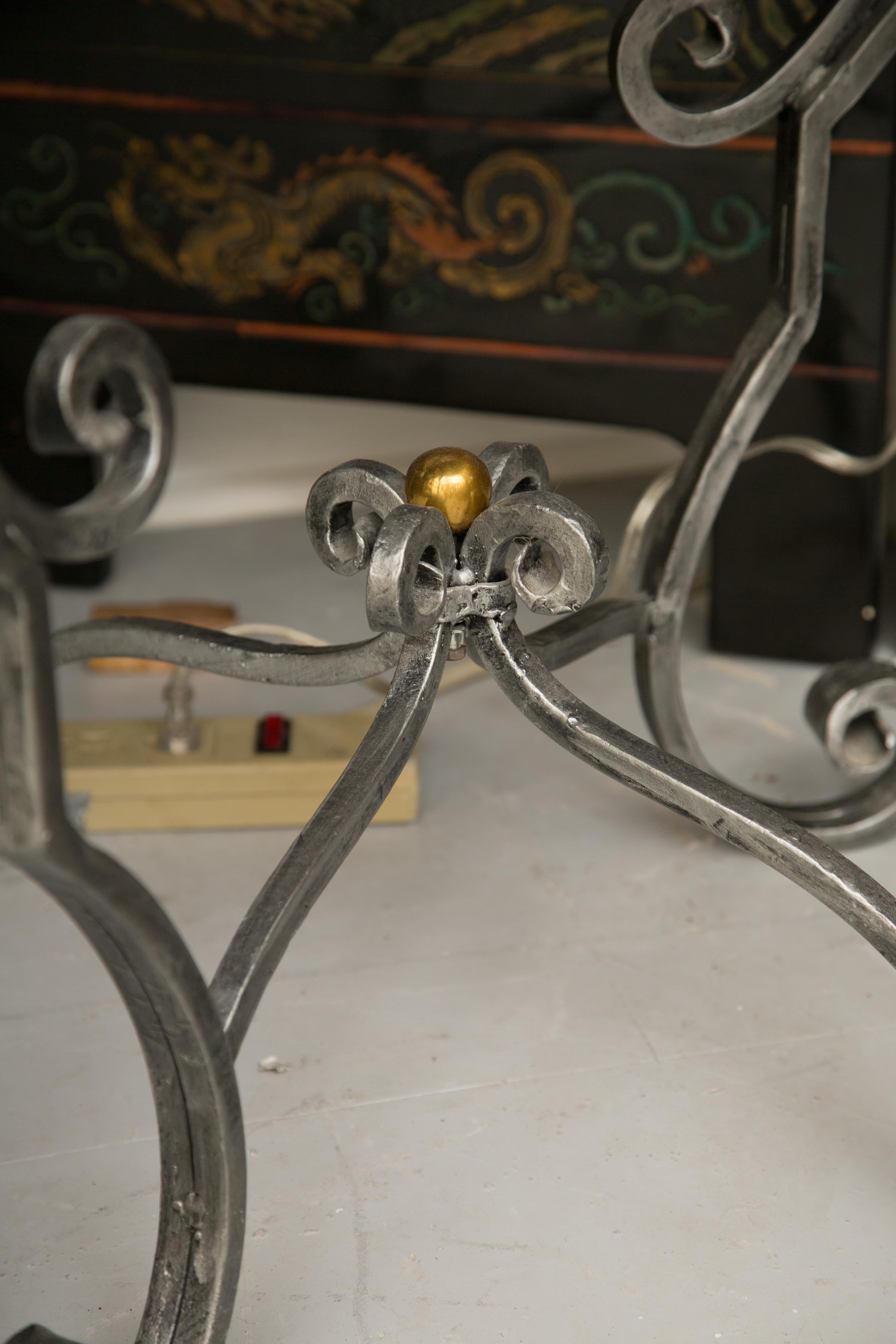 20th Century Monumental Iron Console with Gilt Decoration For Sale