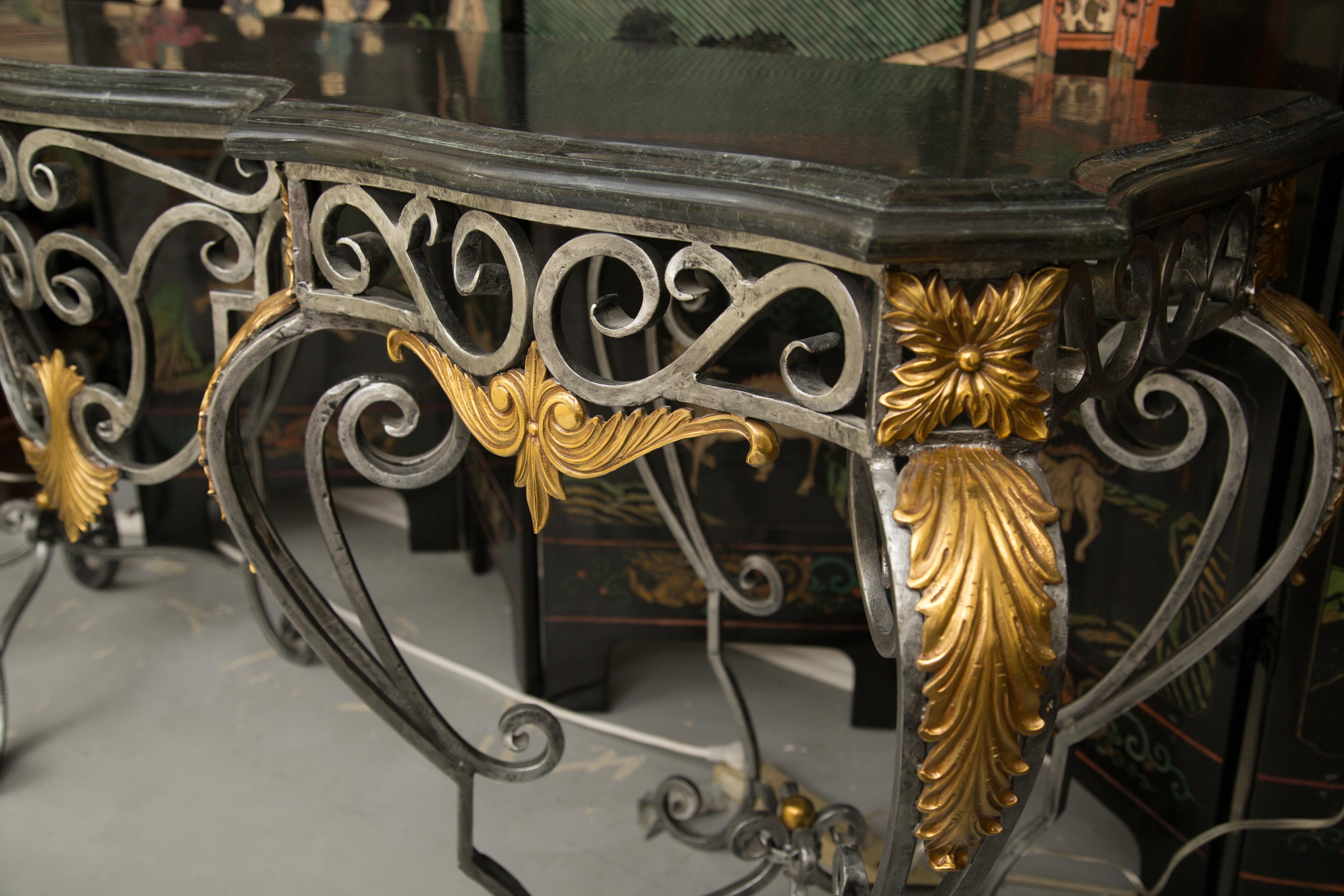 Monumental Iron Console with Gilt Decoration For Sale 1
