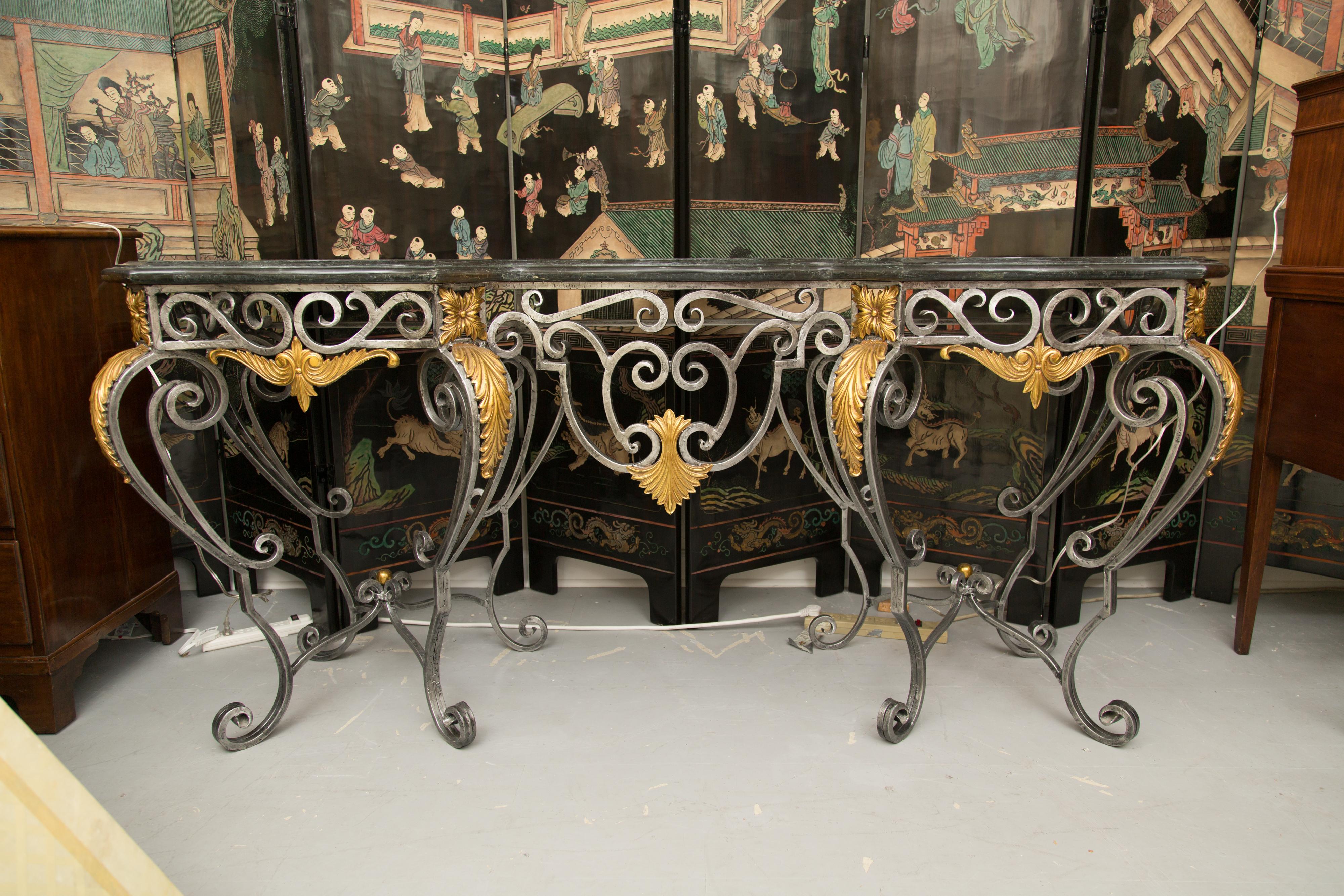 Monumental Iron Console with Gilt Decoration For Sale 2
