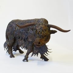 Monumental Iron Highland Bull Sculpture by Italian Artist Vittorio Piotti