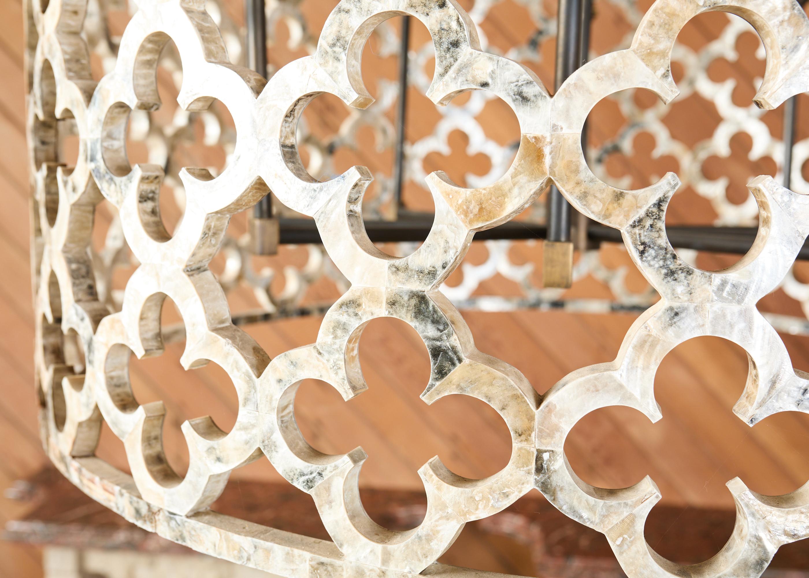 Monumental Ironies Capriz Shell Asilah Quatrefoil Chandelier For Sale 4