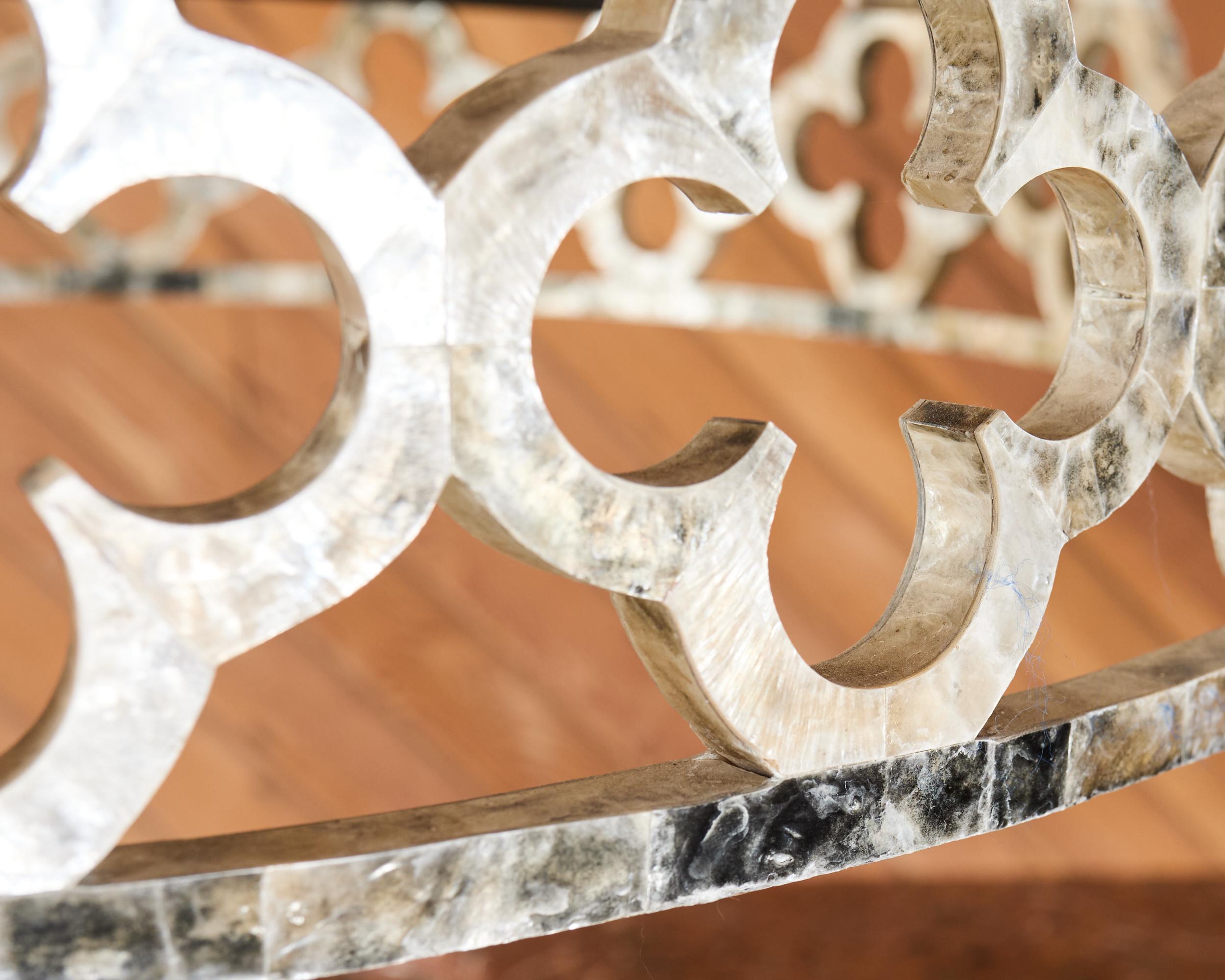 Monumental Ironies Capriz Shell Asilah Quatrefoil Chandelier For Sale 5