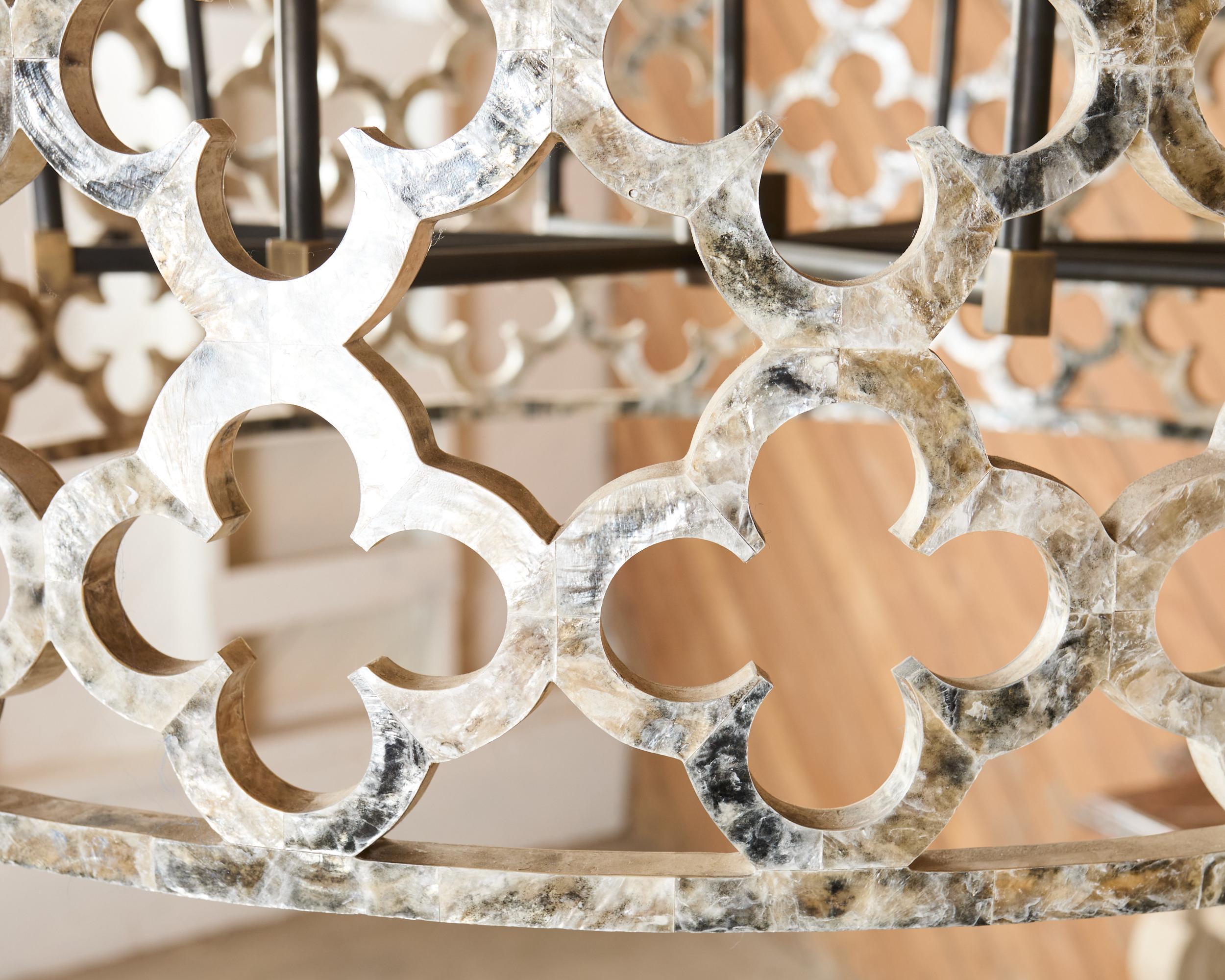 Monumental Ironies Capriz Shell Asilah Quatrefoil Chandelier For Sale 6
