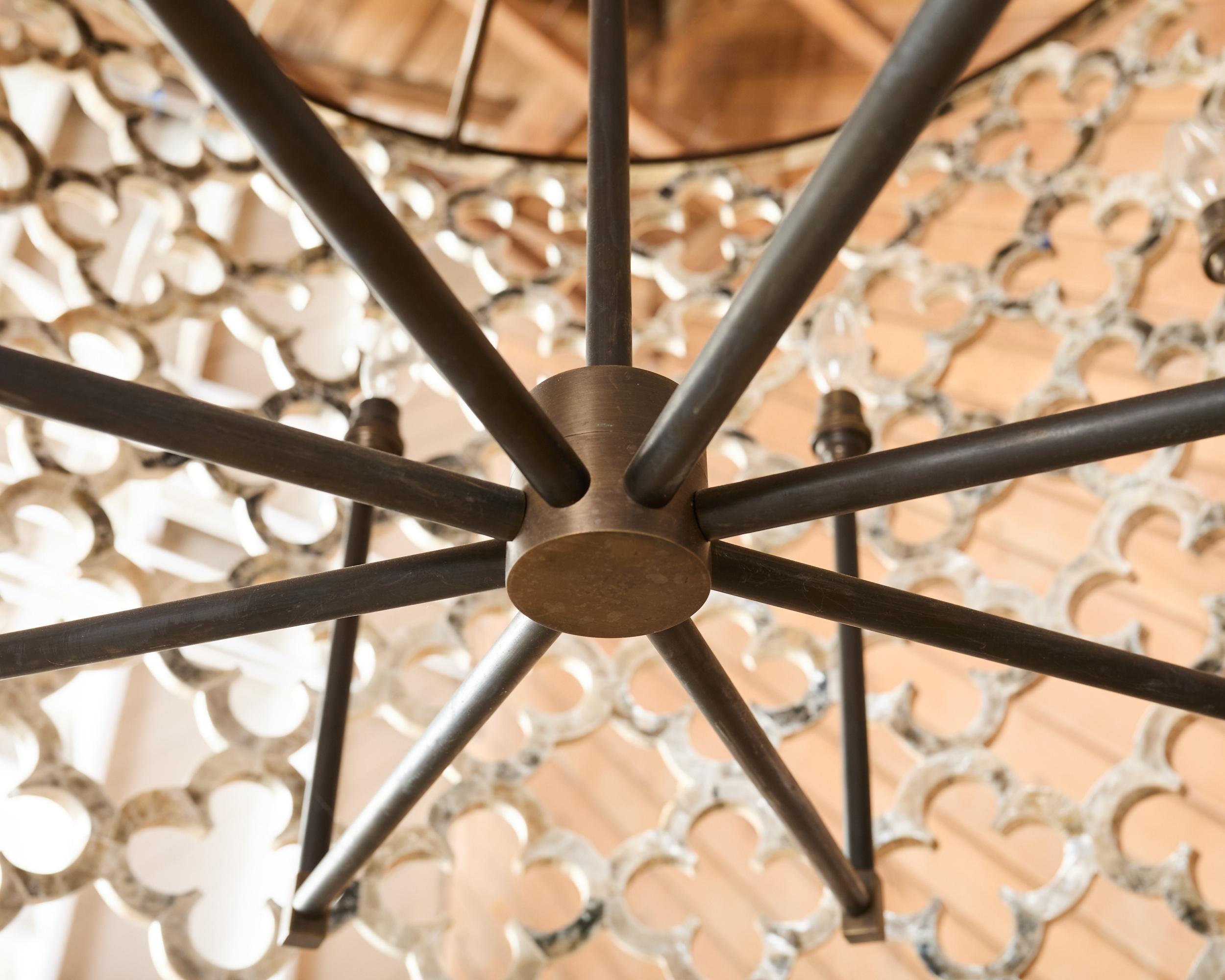 Metal Monumental Ironies Capriz Shell Asilah Quatrefoil Chandelier For Sale