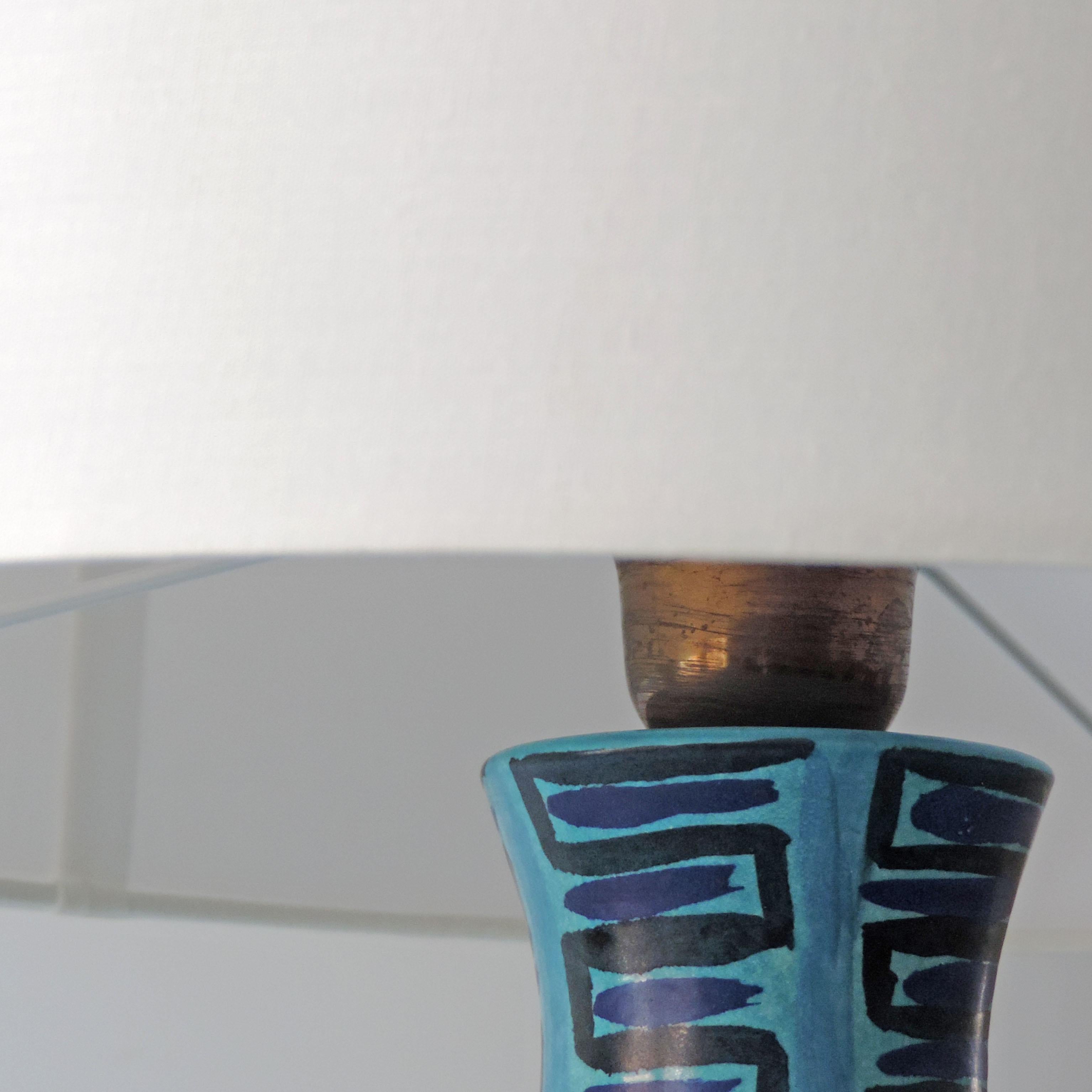 Monumental Italian 1950s Ceramic Table Lamp by Baldelli In Good Condition For Sale In Milan, IT