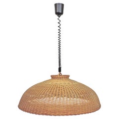 Monumental Italian 1960s Adjustable Wicker Ceiling Lamp