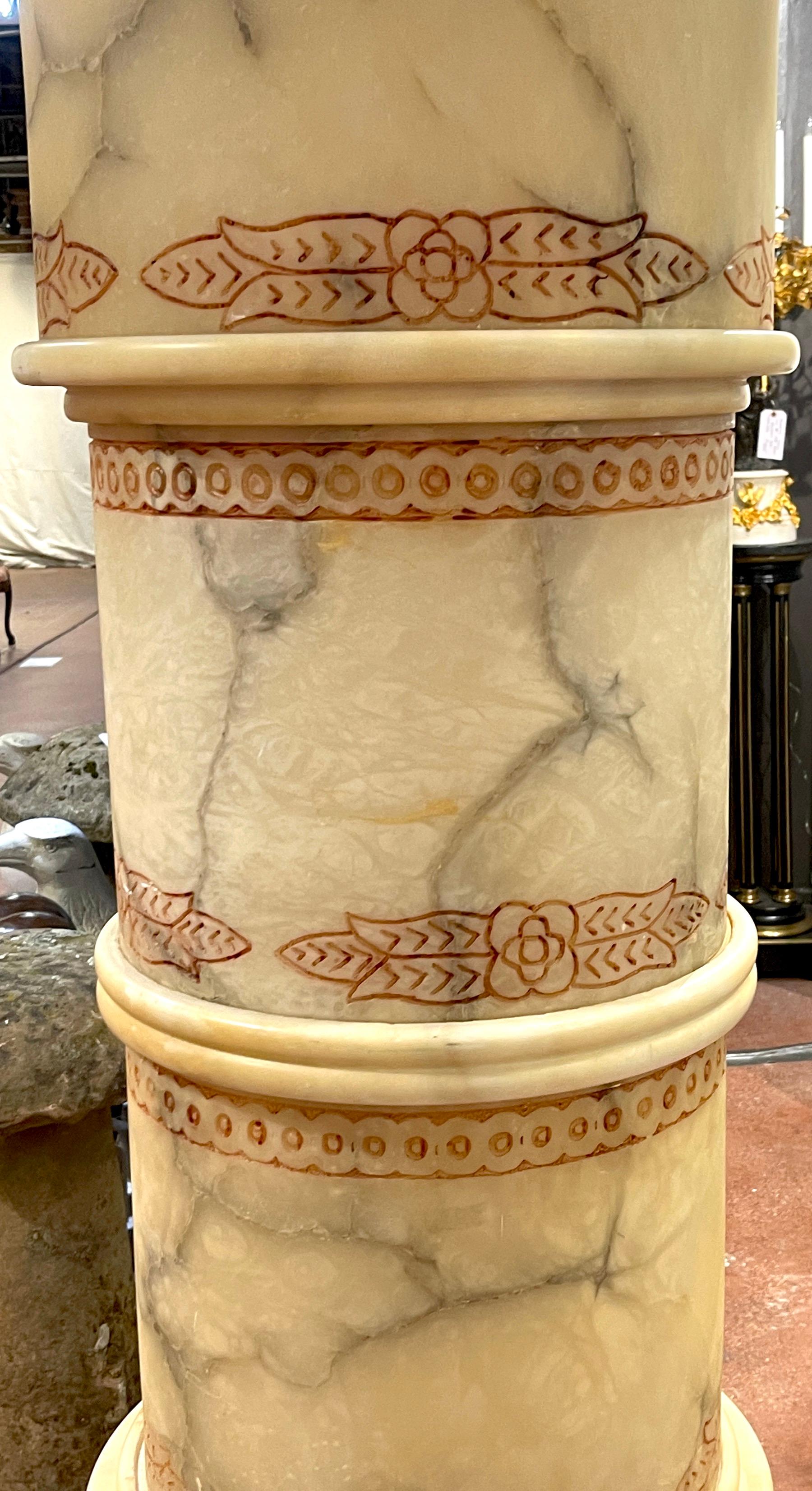 Monumental Italian Alabaster, Marble, Brass & Crystal Palm Tree Floor Lamp  For Sale 7