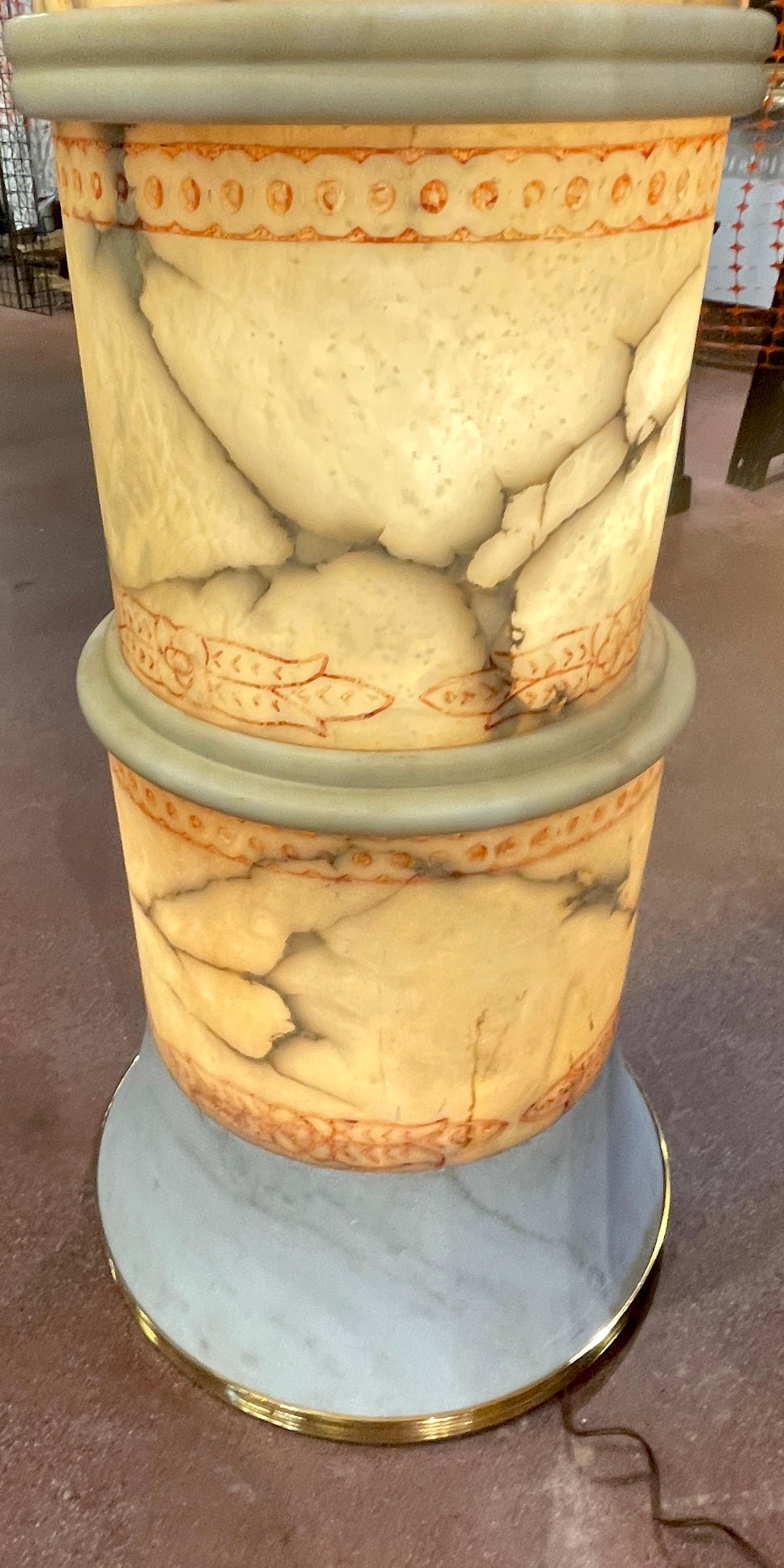 20th Century Monumental Italian Alabaster, Marble, Brass & Crystal Palm Tree Floor Lamp  For Sale