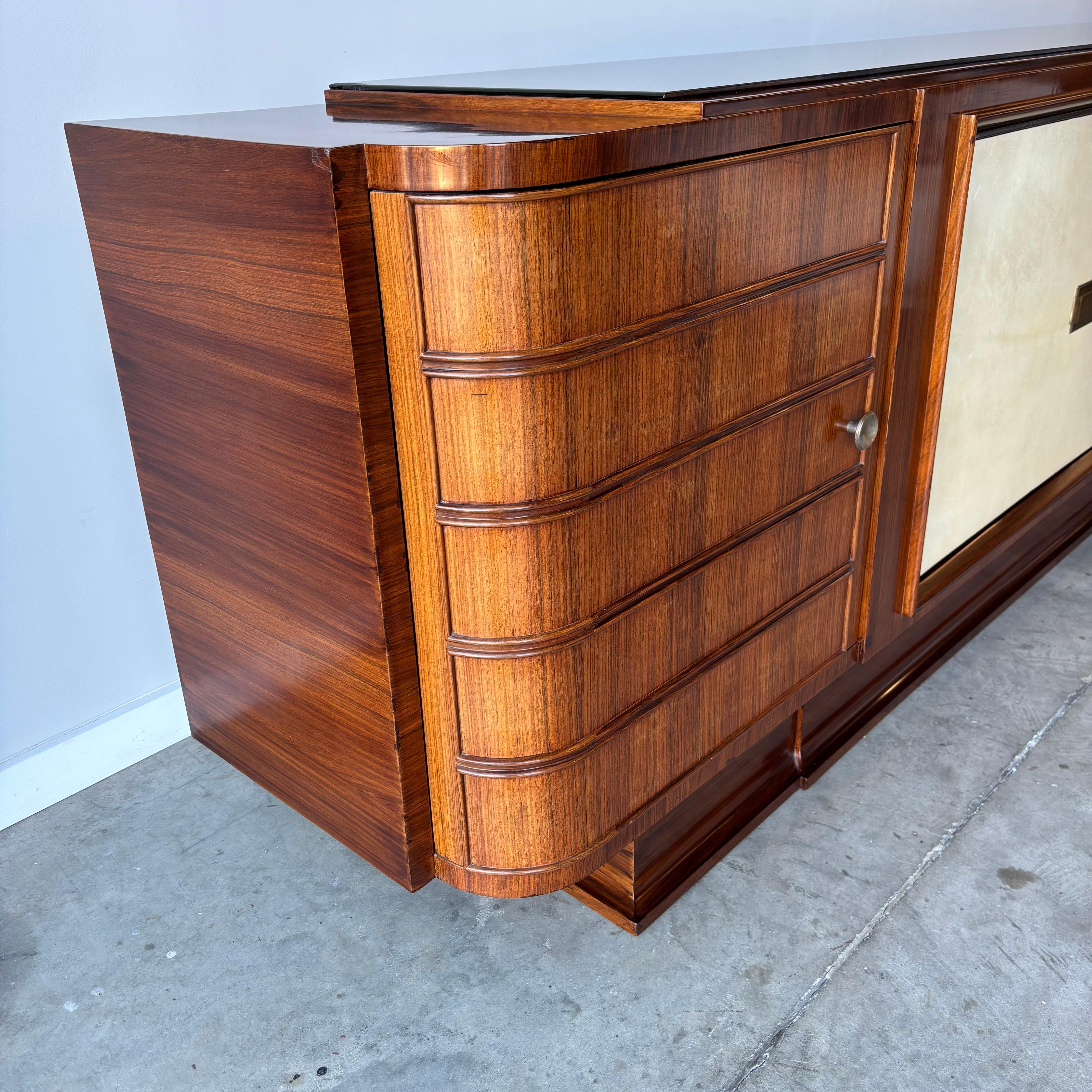 Monumental Italian Art Deco Sideboard in Rosewood and Parchment, 1930s 8