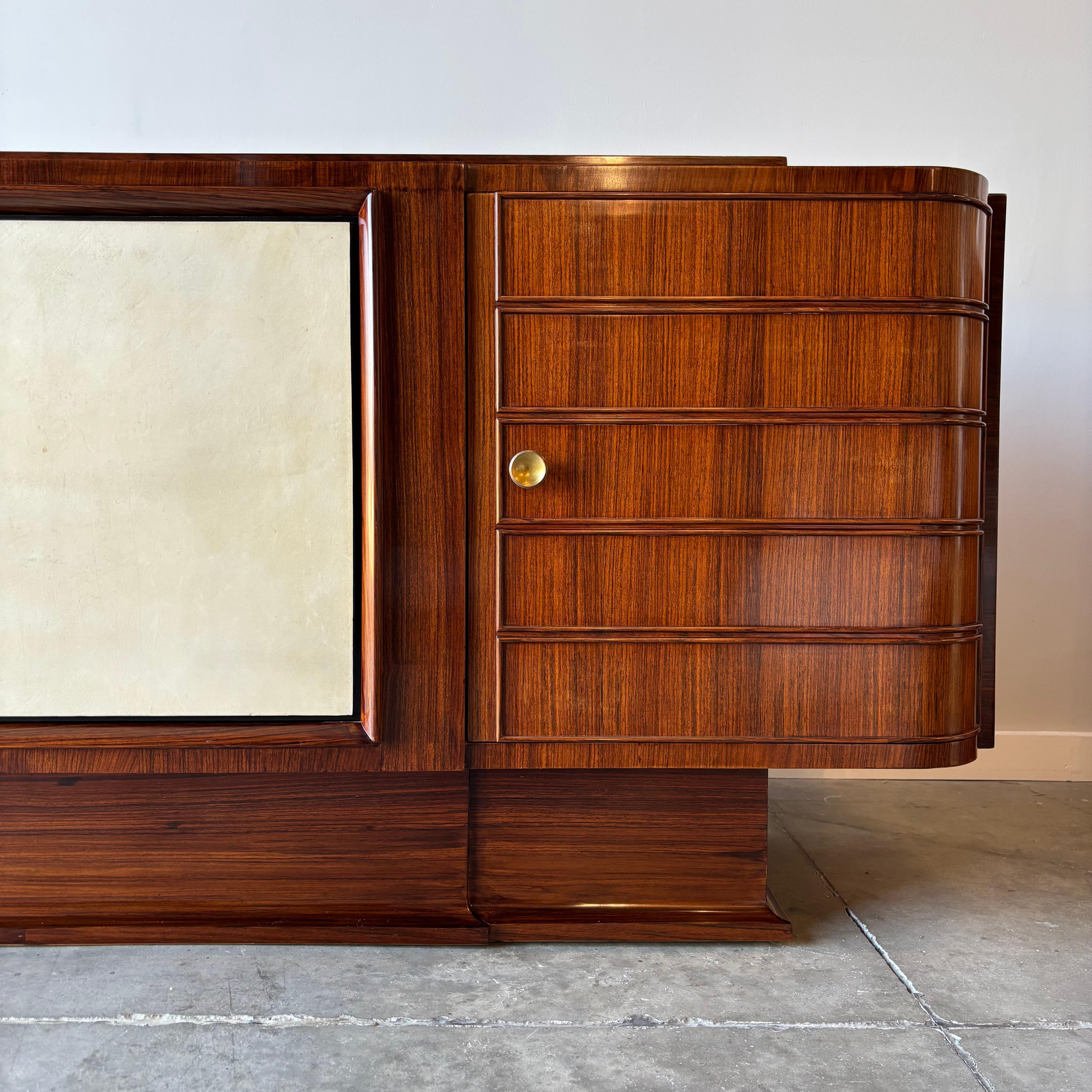 Monumental Italian Art Deco Sideboard in Rosewood and Parchment, 1930s 12