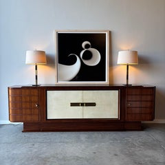 Monumental Italian Art Deco Sideboard in Rosewood and Parchment, 1930s